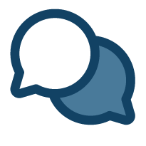 Deux bulles de dialogue bleues superposées