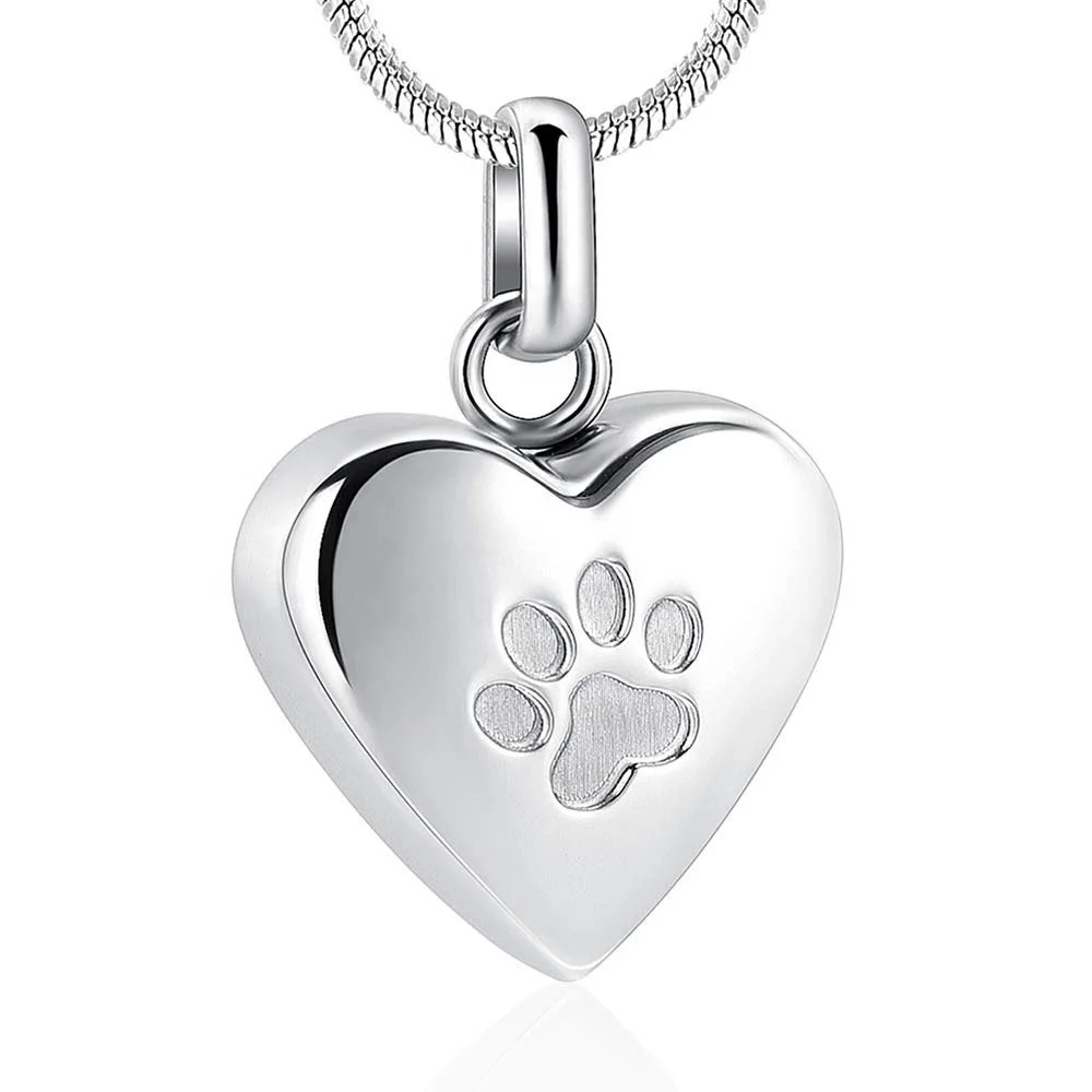 Heart Paw Print Memorial Necklace