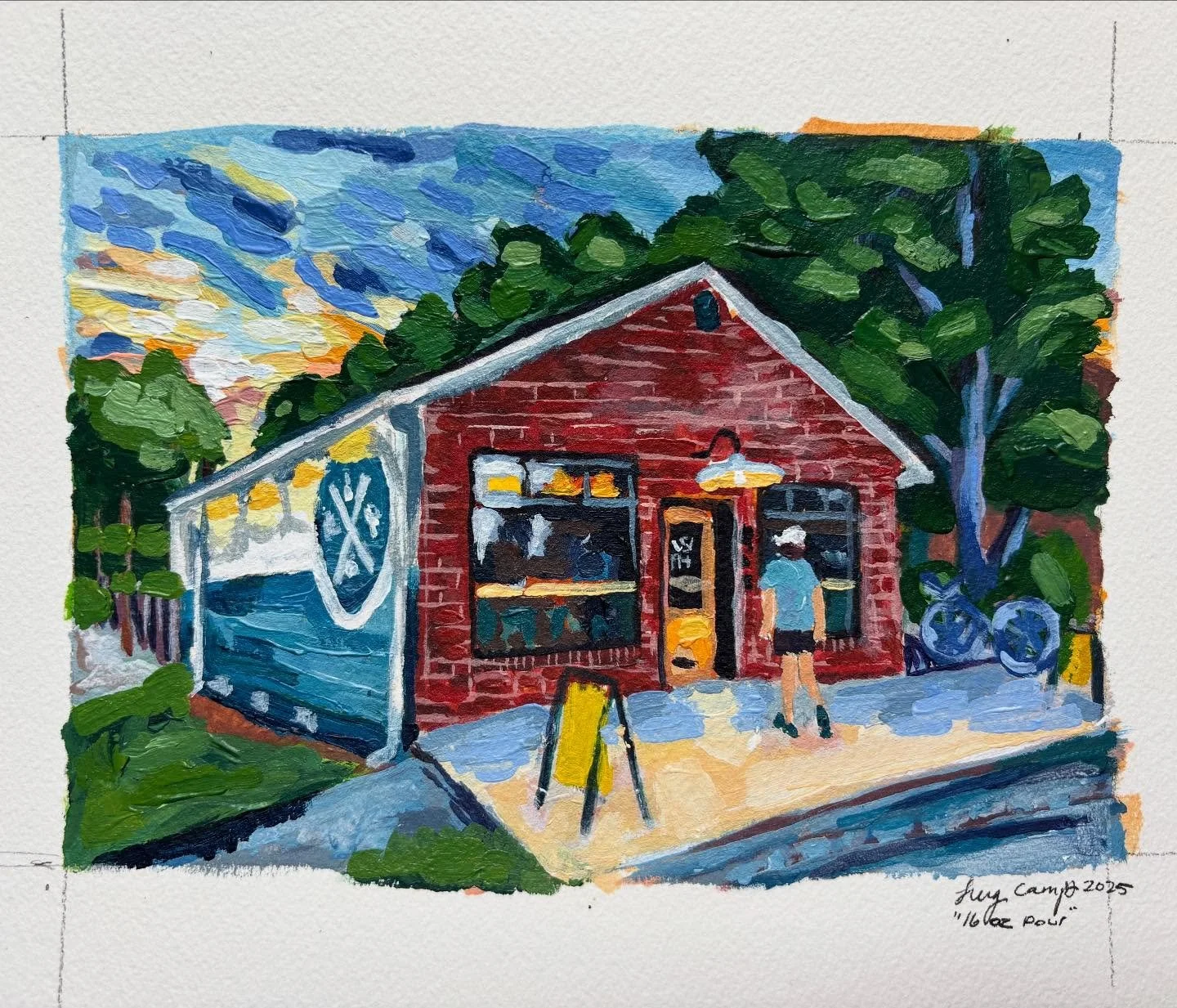 a blue and purple evening at the pub 

acrylic on 100% cotton paper 
5x7 

#winstonsalem #winstonsalemcoffee #westsalempublichouse #winstonsalemart