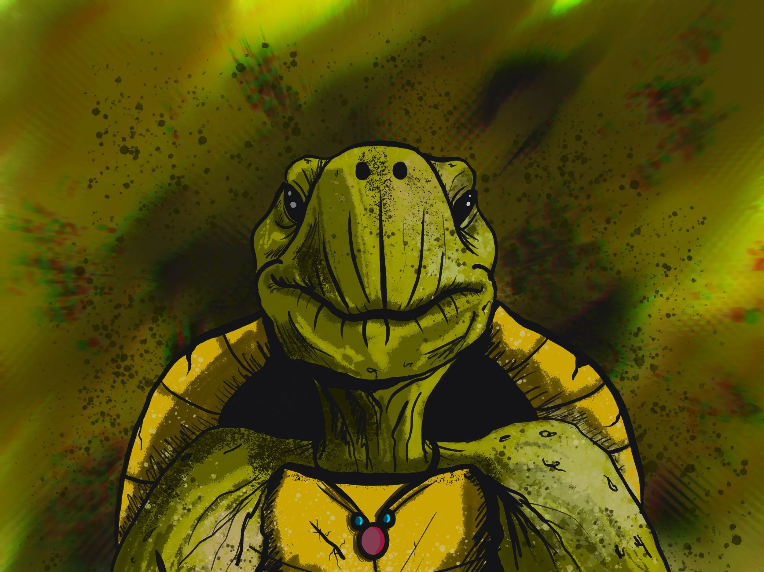 Pona, the wise tortoise healer guiding the group through Fawnalore’s storytelling strategy game.