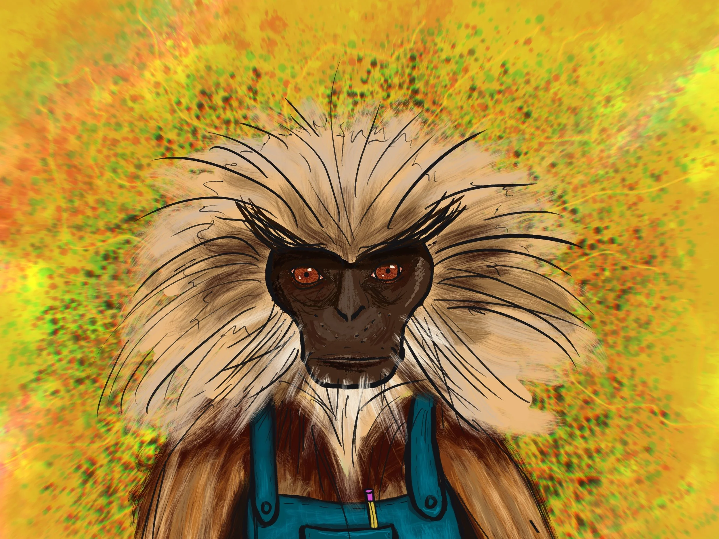 Prati, the monkey tinkerer crafting gadgets in the storytelling strategy game Fawnalore.