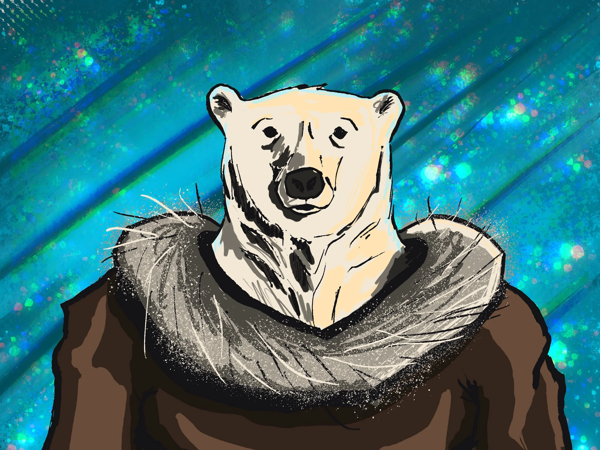 Amka, the polar bear tank and protector in Fawnalore’s learn-as-you-play board game.