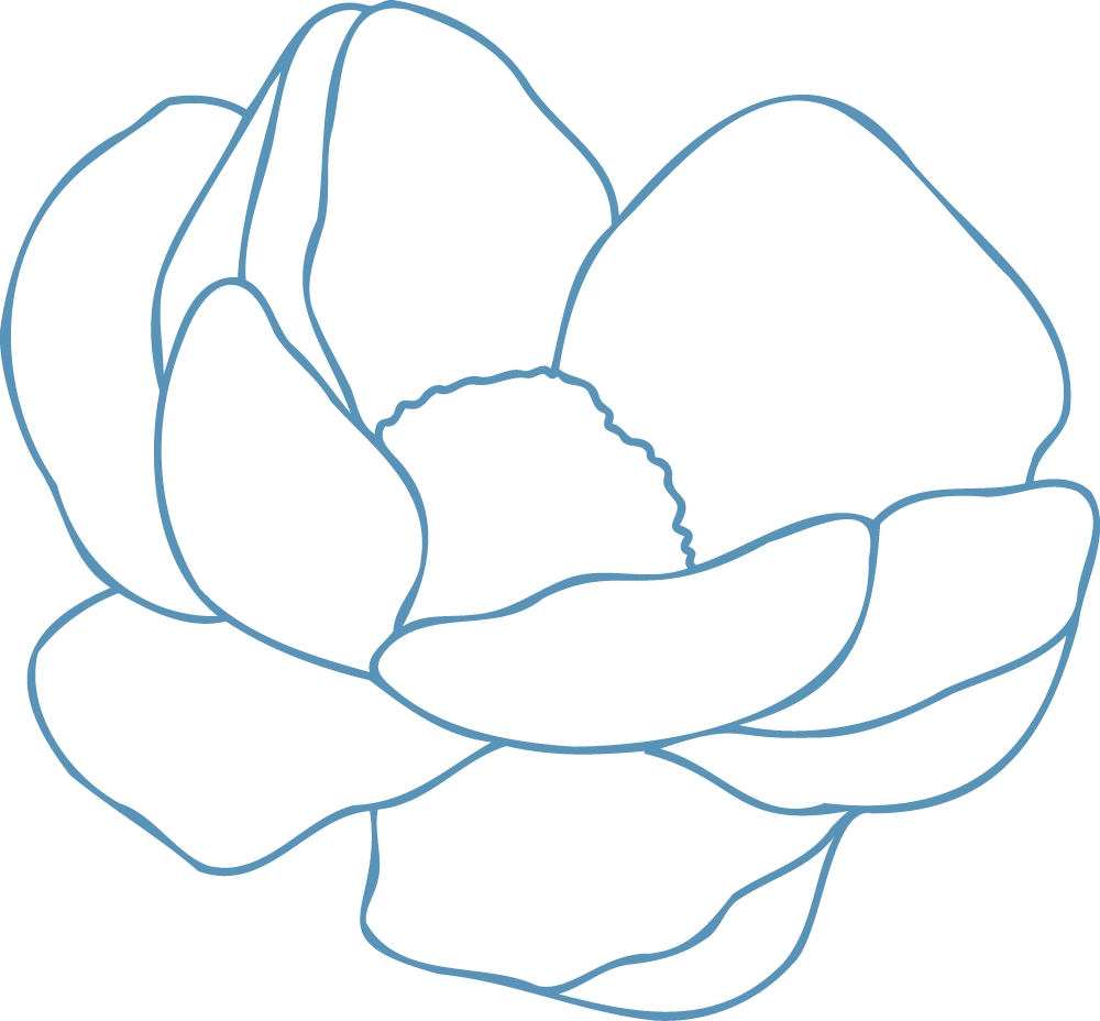 Handdrawn flower illustration in blue