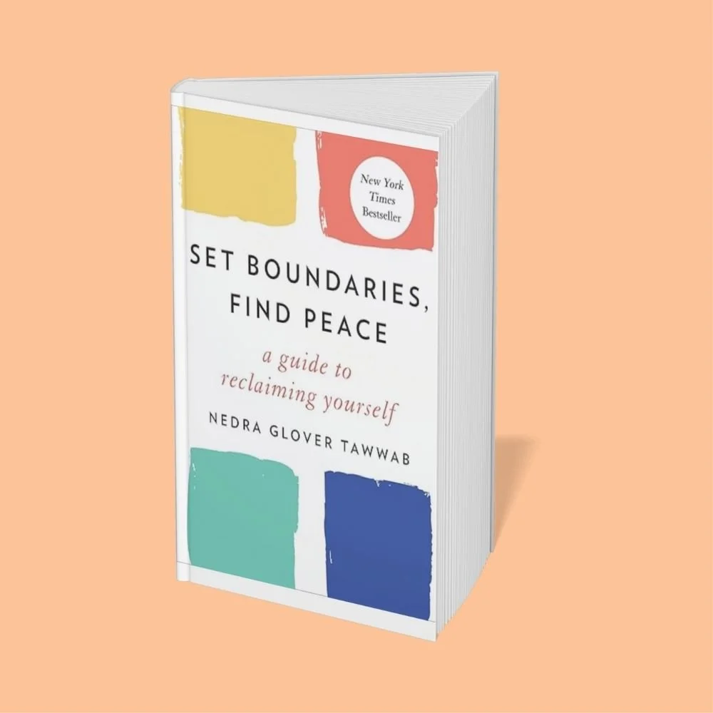 Mockup of Set Boundaries, Find Peace by Nedra Glover Tawwab over a peach background