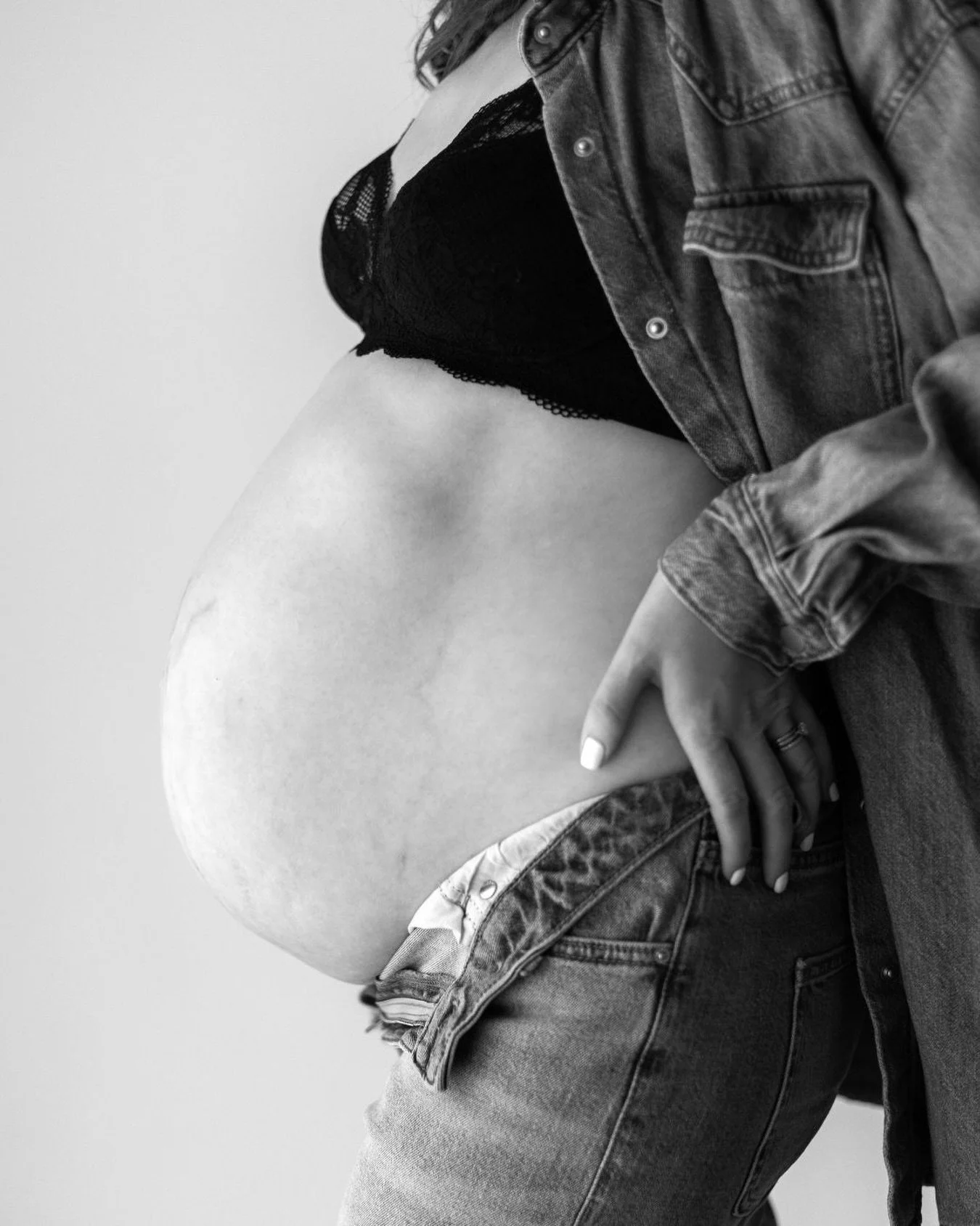 Double denim, but make it motherhood.