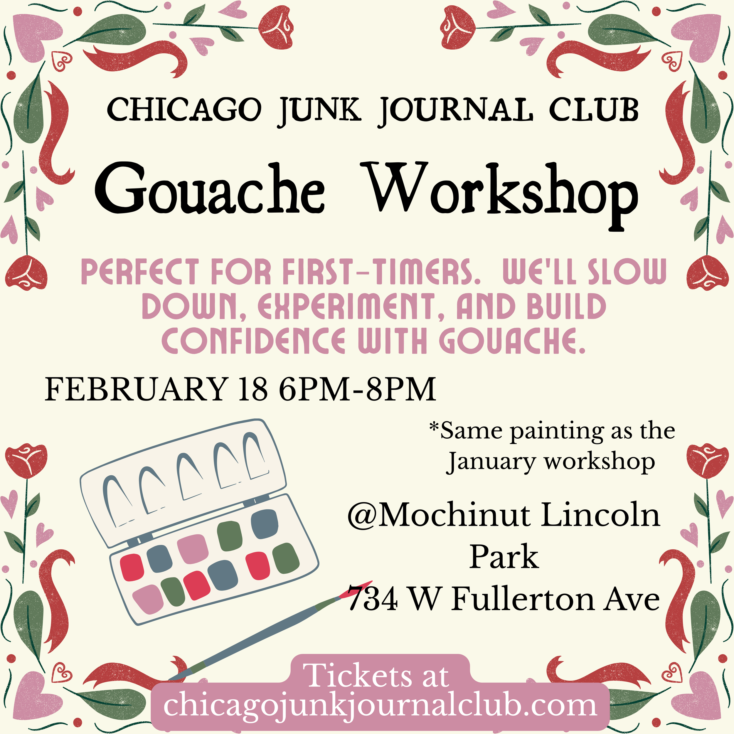 Gouache Beginner Workshop 2/18