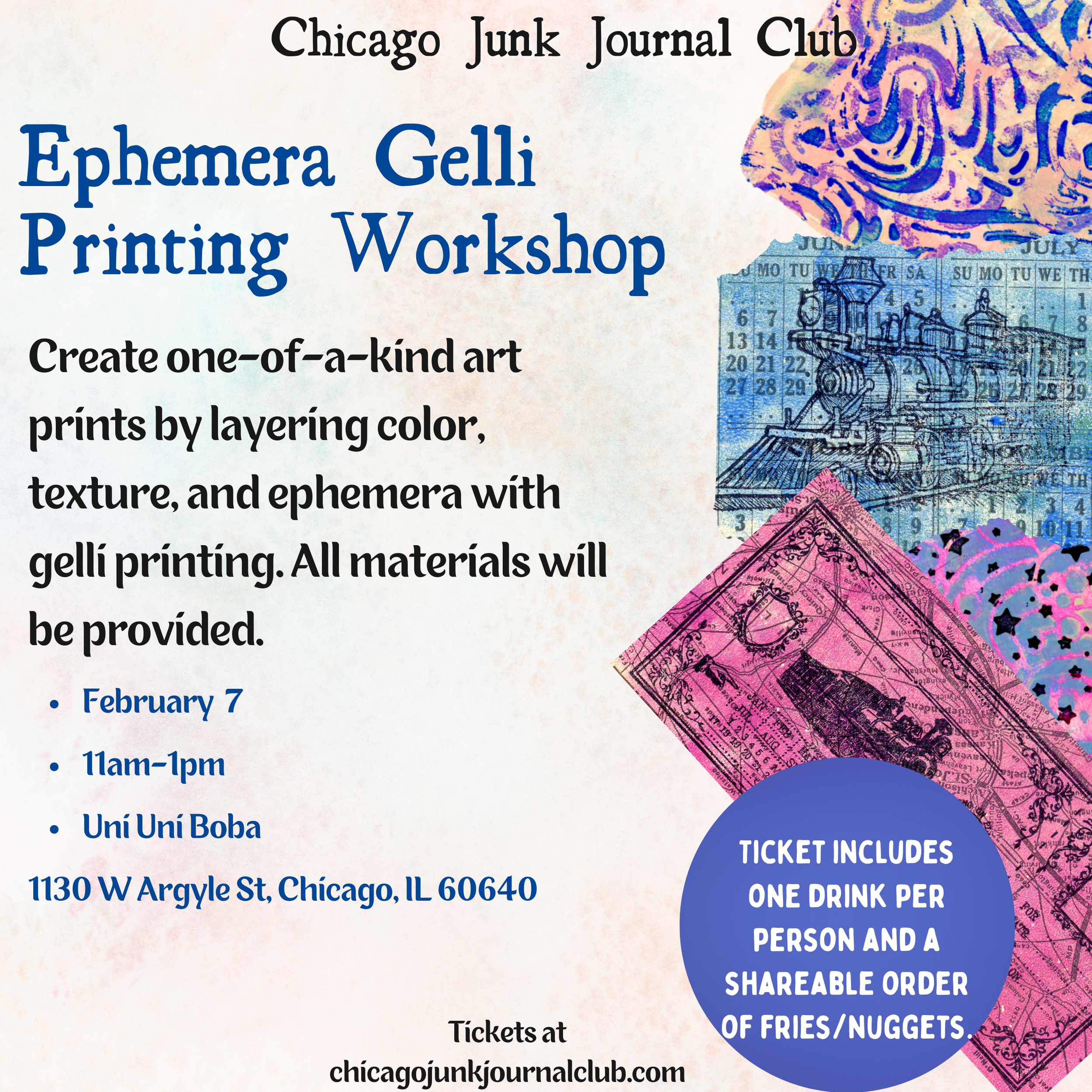 Ephemera Gelli Printing Workshop 2/7