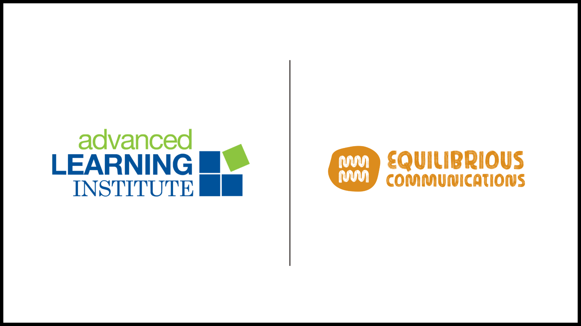 Logos for Advanced Learning Institute and Equilibrious Communications