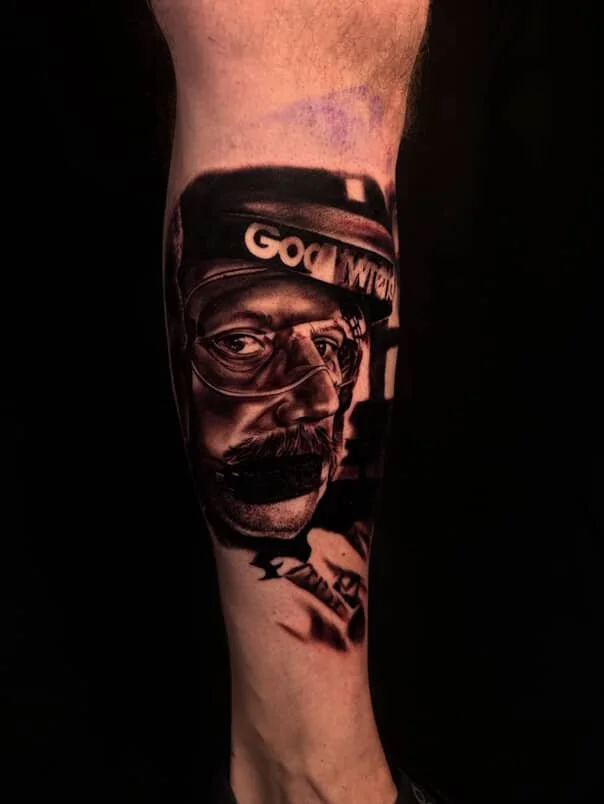 Celebrity Portrait Realism Black and Grey Tattoo