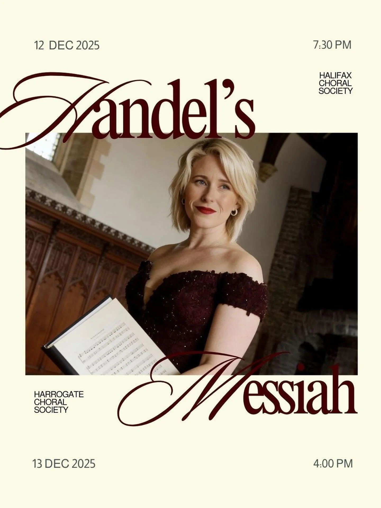 ✨Starting tomorrow✨Back to back Messiahs 🎄

Halifax Choral Society - Dec 12 7:30pm
Harrogate Choral Society - Dec 13 4:00pm

Sold out concerts! ✨

Really looking forward to joining! 

Also have a look at their upcoming concerts:

@harrogatechoralsoc