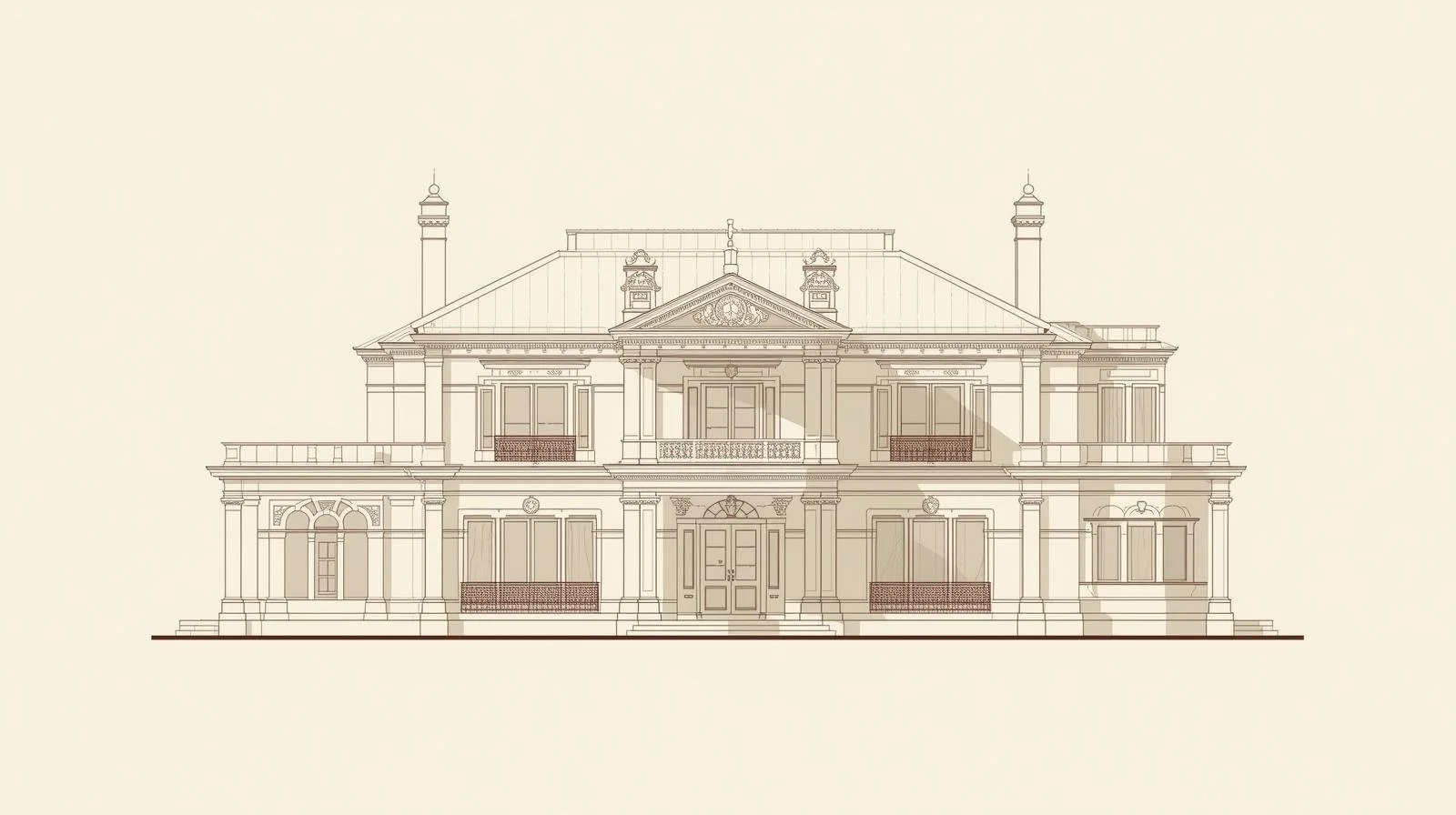 Line drawing illustration of a house, representing comprehensive home inspection services by Foundation First Home Inspections.