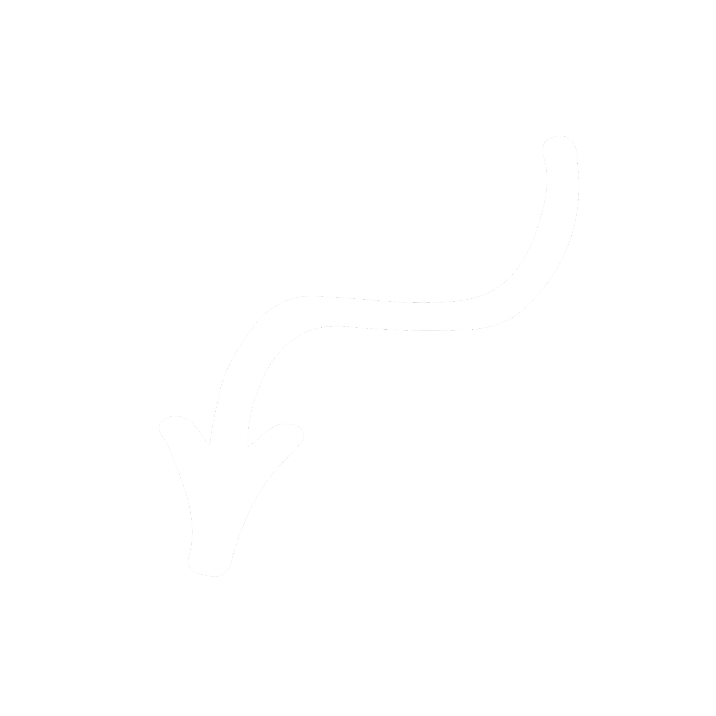 Illustration of a human large intestine with an arrow pointing downward indicating direction.