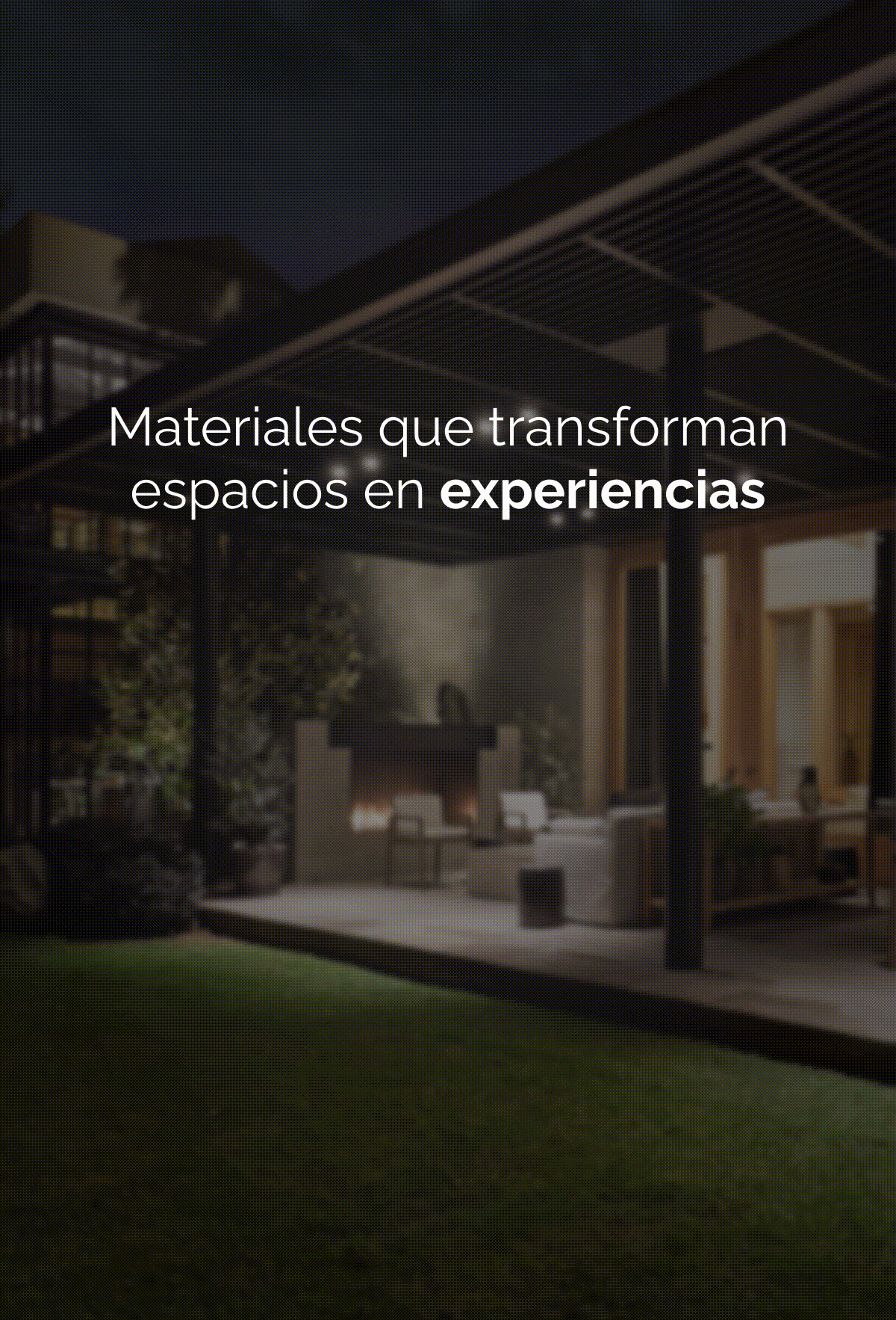 Materiales que transforman espacios en experiencias en una sala de estar moderna con chimenea y áreas de descanso