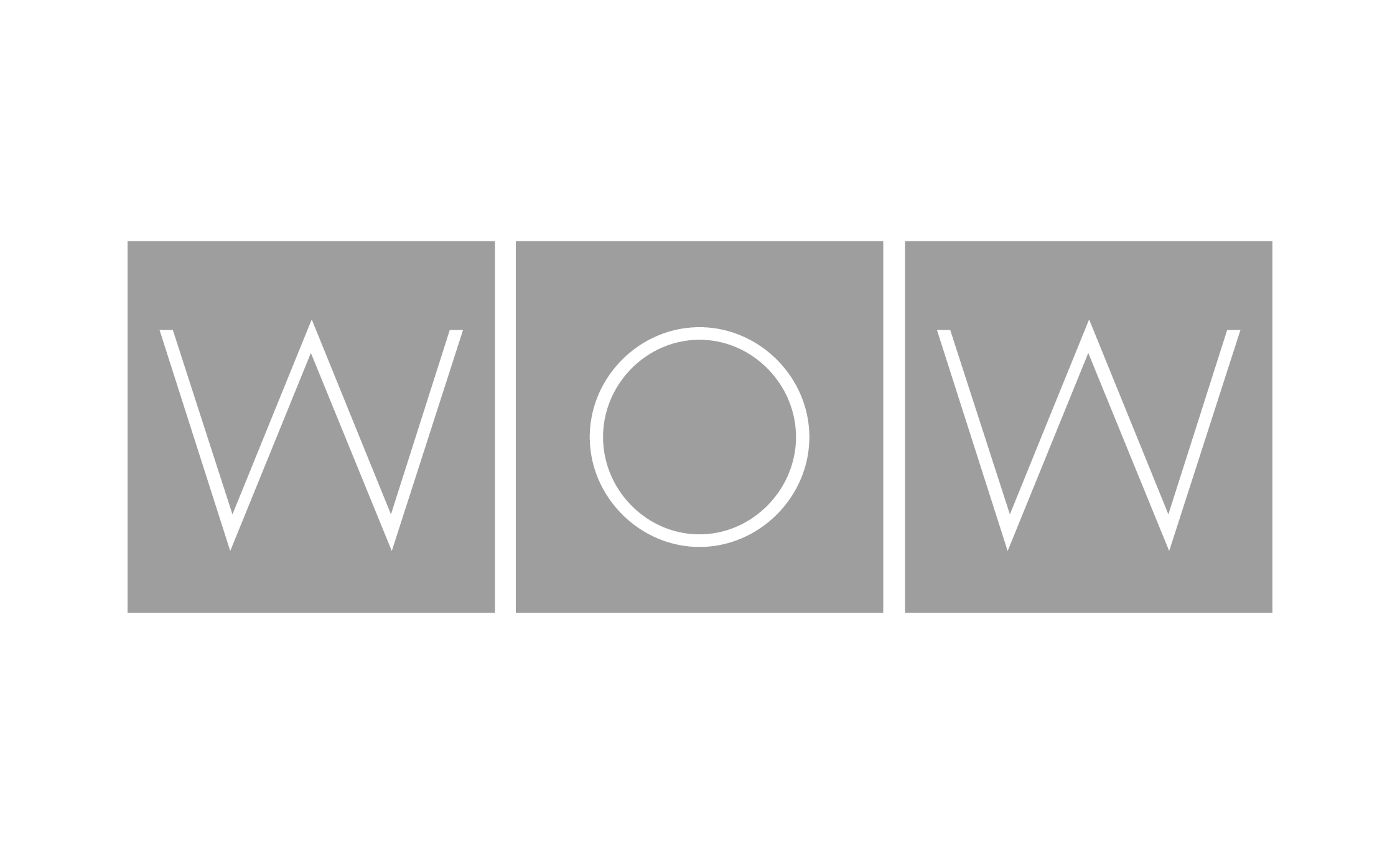 Palabras 'WOW' en letras grandes, en diferentes tonos de gris, sobre un fondo negro.