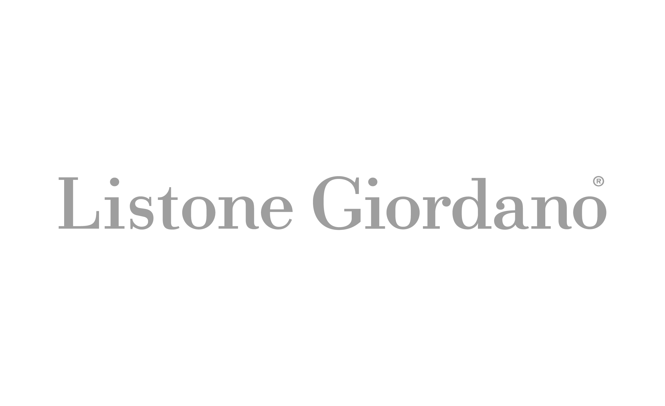 Logotipo de Listone Giordano en fondo negro.