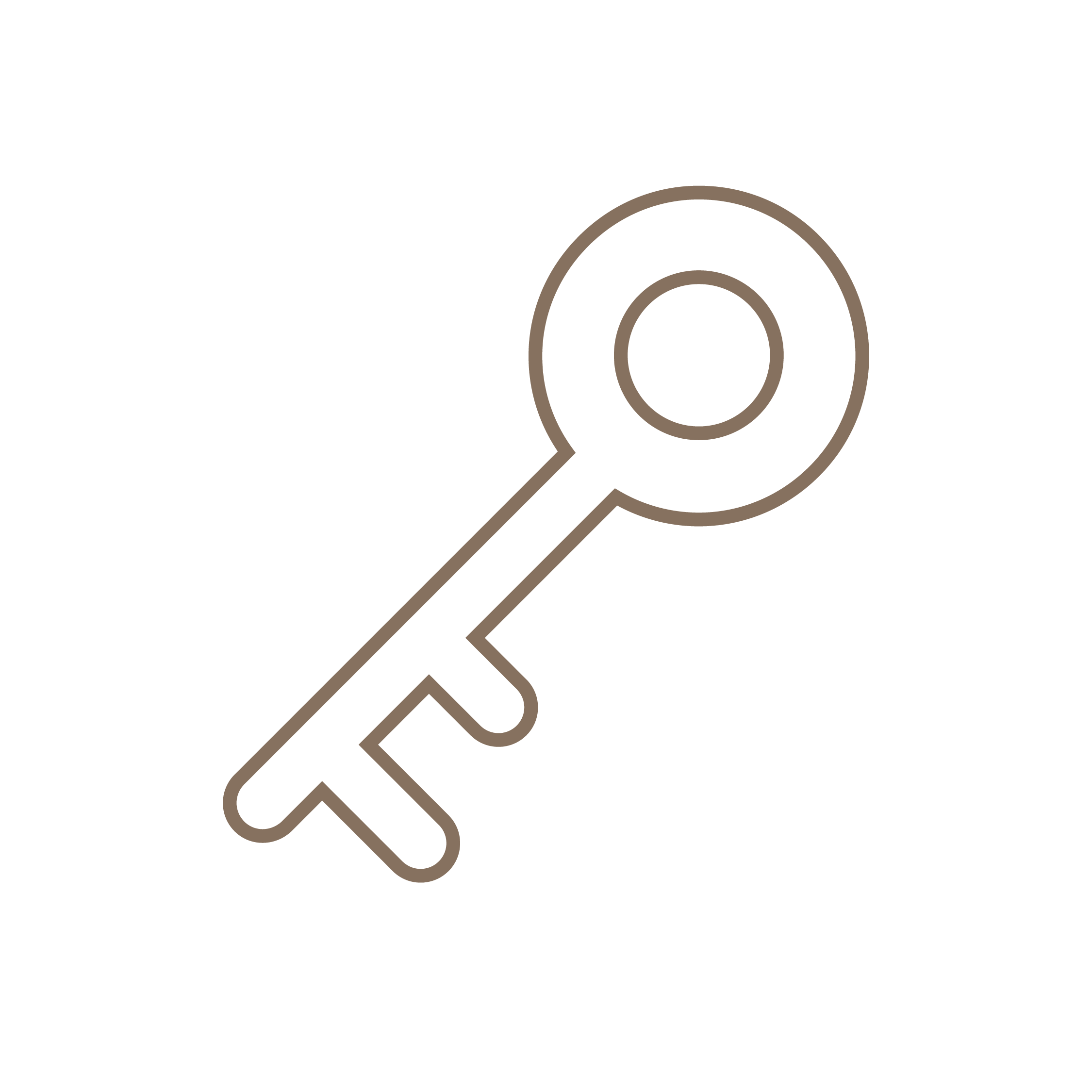 Icono de una llave de seguridad en línea con un fondo transparente.