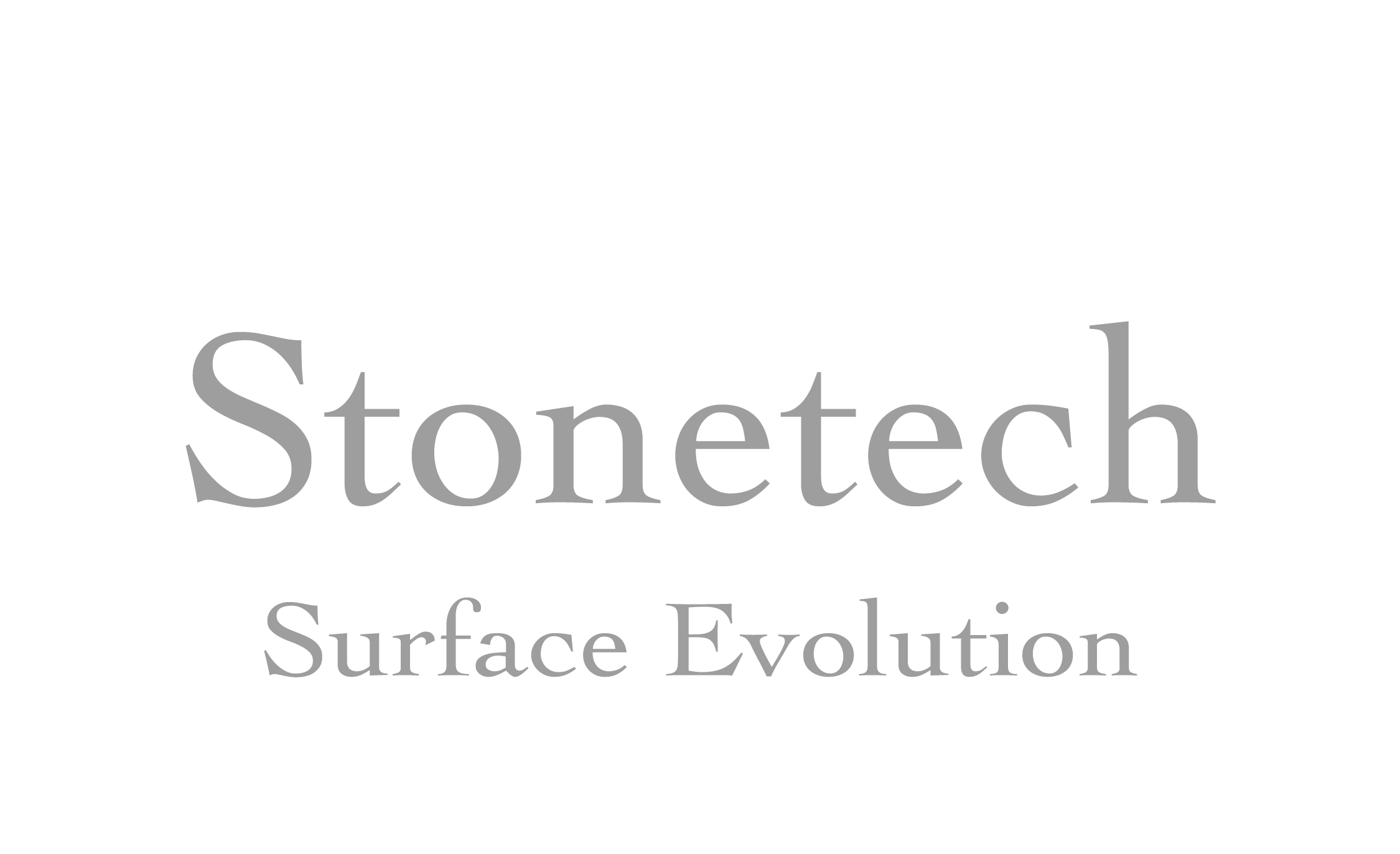 Texto que dice "Stonetech Surface Evolution" en letras grandes y en gris, sobre fondo negro.