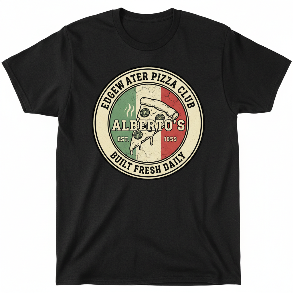 Alberto's Pizzeria Custom Black T-shirt