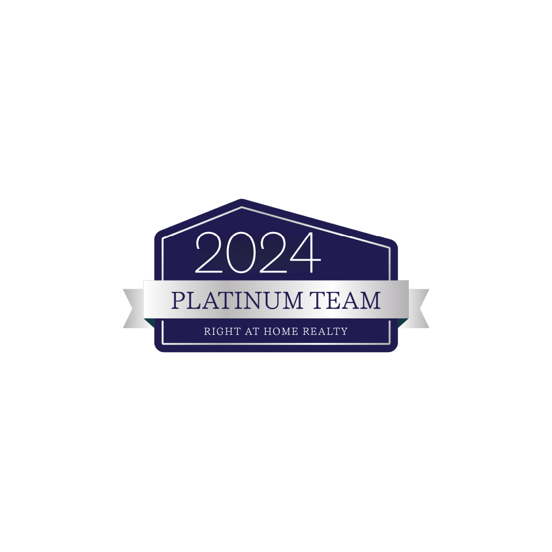 Award badge for the 2024 Platinum Team at Right at Home Realty.
