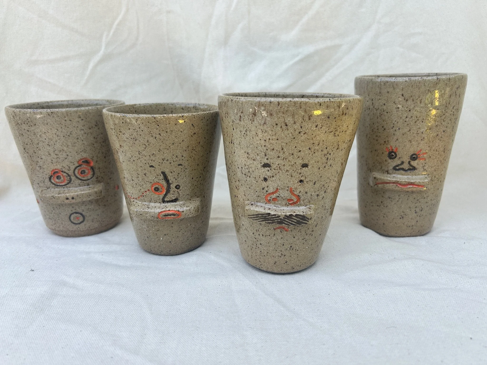 "Enjoy It" Face Mugs with Finger Handle