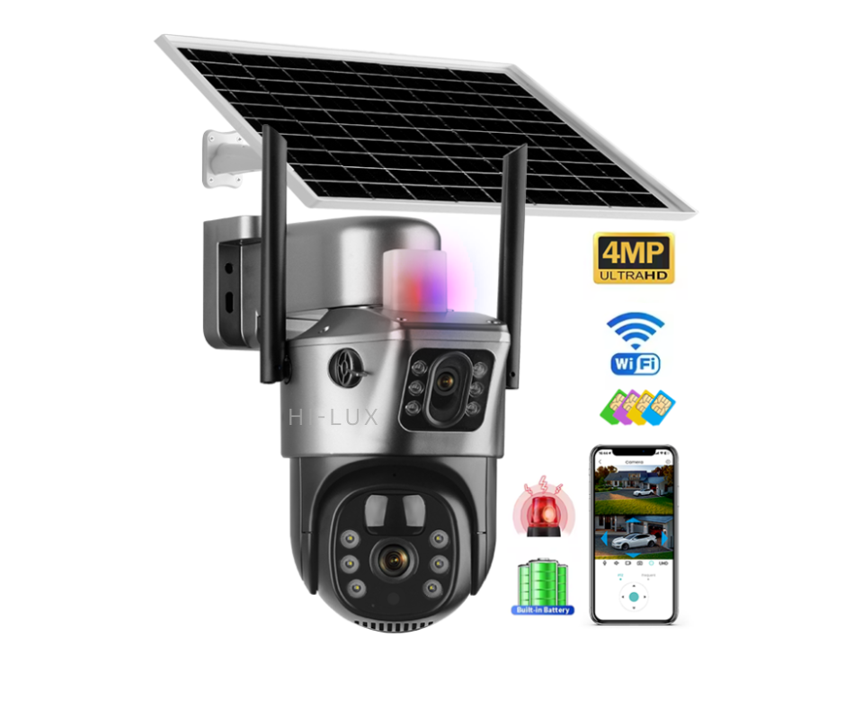 Dual Lens Outdoor Wifi Solar Security Camera (HD)