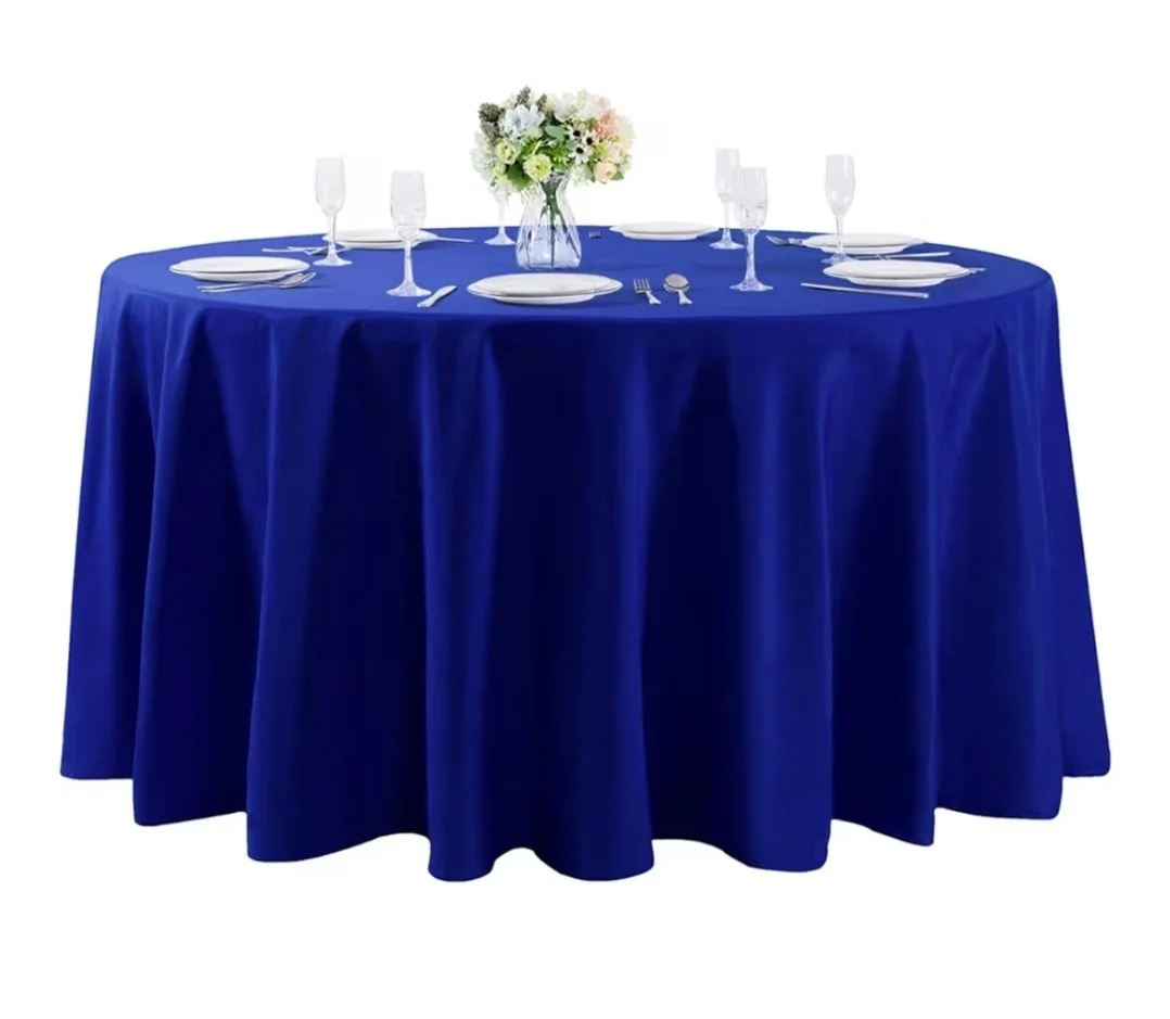 72" Round Wooden Table with Linen