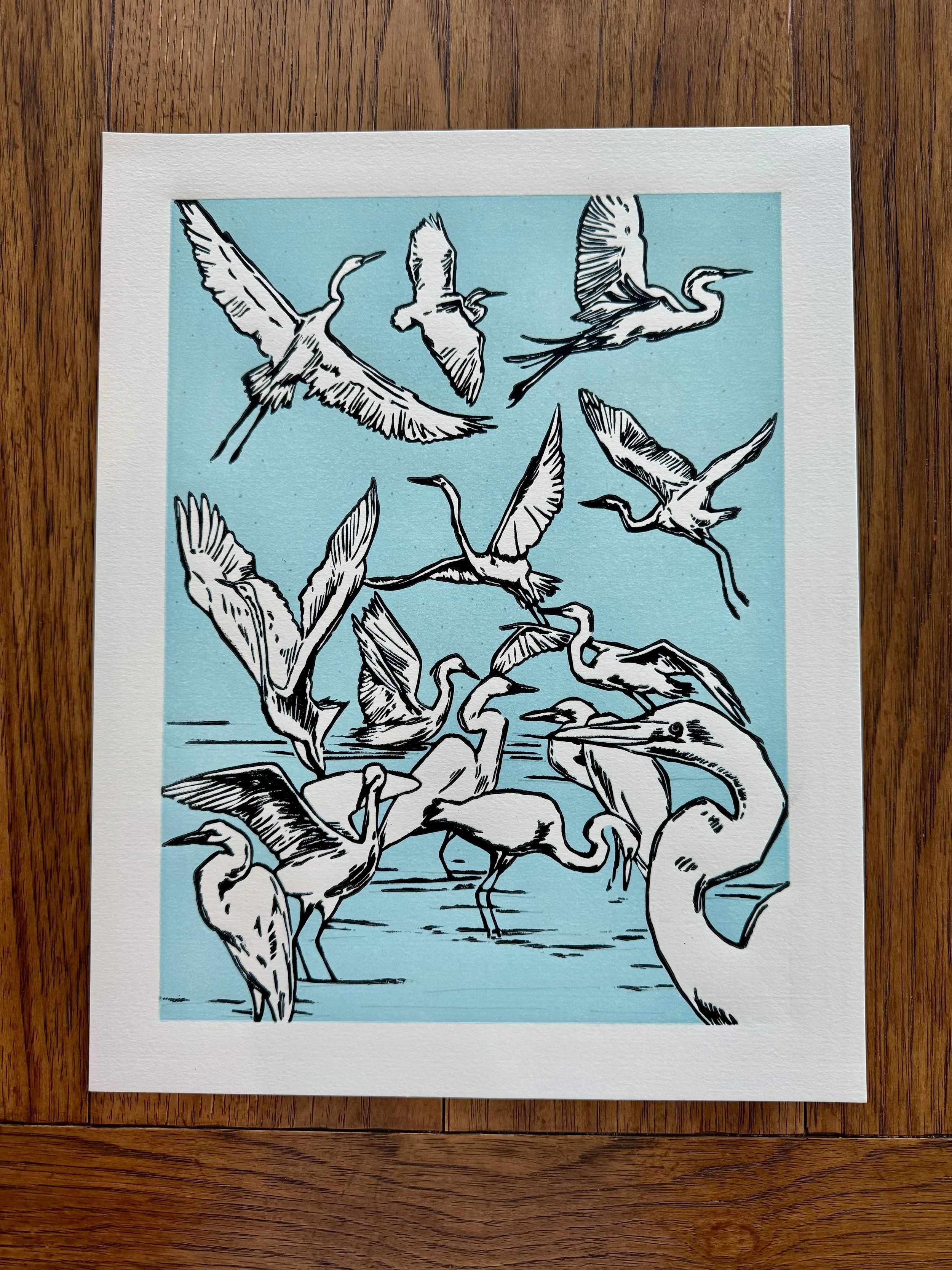 A Siege of Egrets - Blue