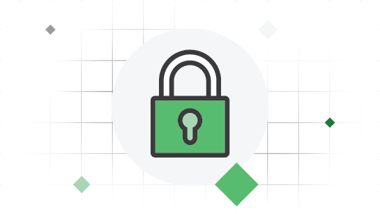 Icon of a green padlock on a digital, grid-like background.