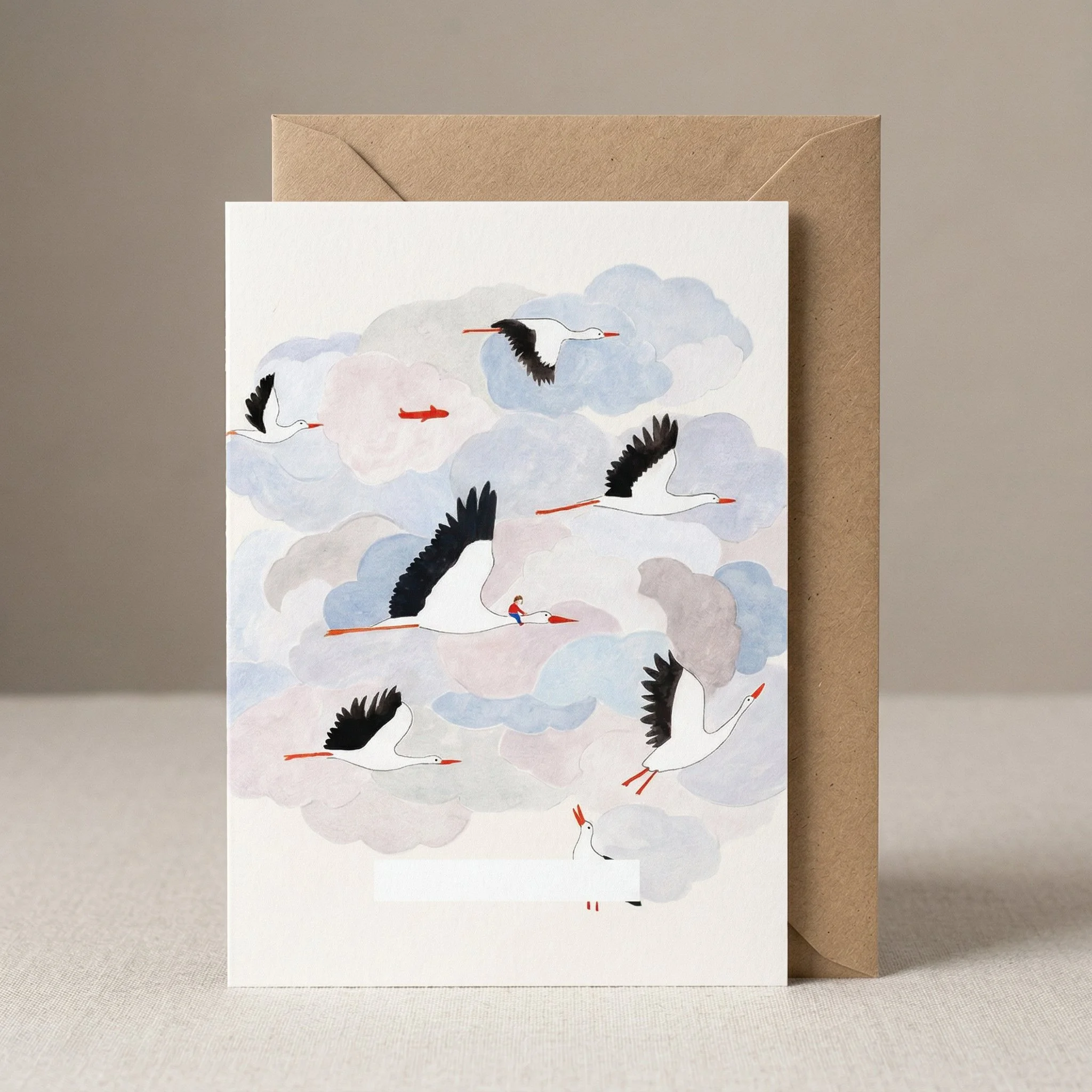 Tarjeta ilustrada doble « Mapa de cigüeñas »