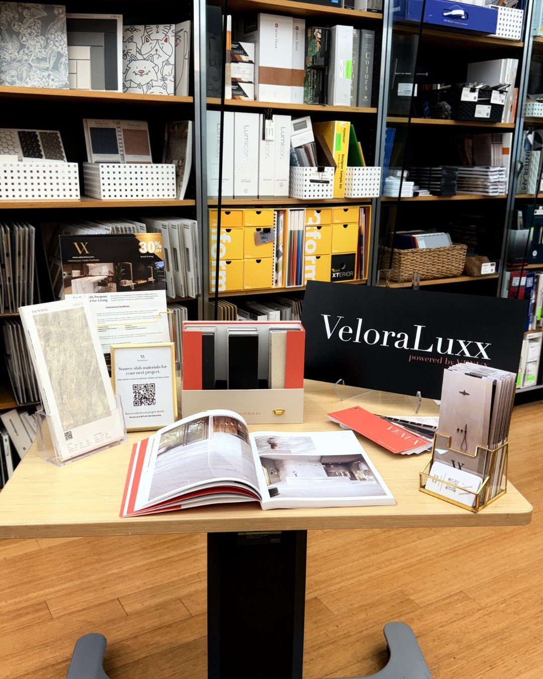 A small milestone for VeloraLuxx.

Our display is now set up at The Reference Library, giving designers, builders, and architects a place to explore our materials and learn more about what we&rsquo;re building.

We&rsquo;re grateful for the opportuni