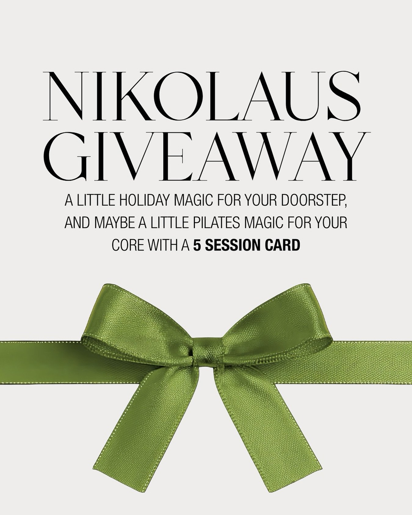 Nikolaus Giveaway✨🎅

Wir haben eine kleine &Uuml;berraschung f&uuml;r euch im Stiefel, oder besser gesagt in der Pilatessocke:
Gewinne eine 5er-Karte f&uuml;r das studio five und starte entspannt &amp; gest&auml;rkt in die Winterzeit!

So machst du 