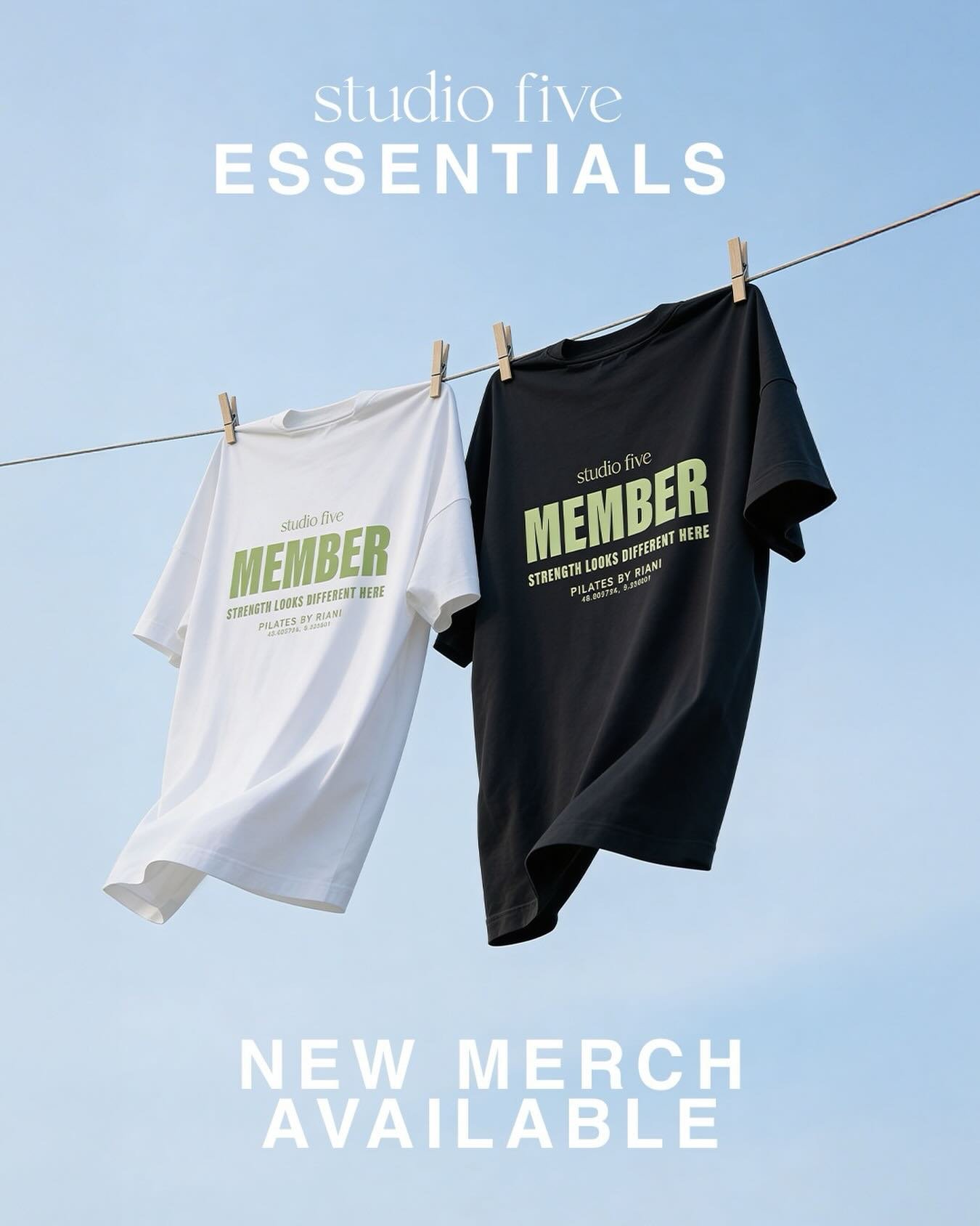 strength looks different here. 🌱

unser neuer limitierter studio five Merch ist da. 
nur bei uns im studio erh&auml;ltlich. 
come by, flow with us and become a member. 

#studiofive #pilates #RIANI