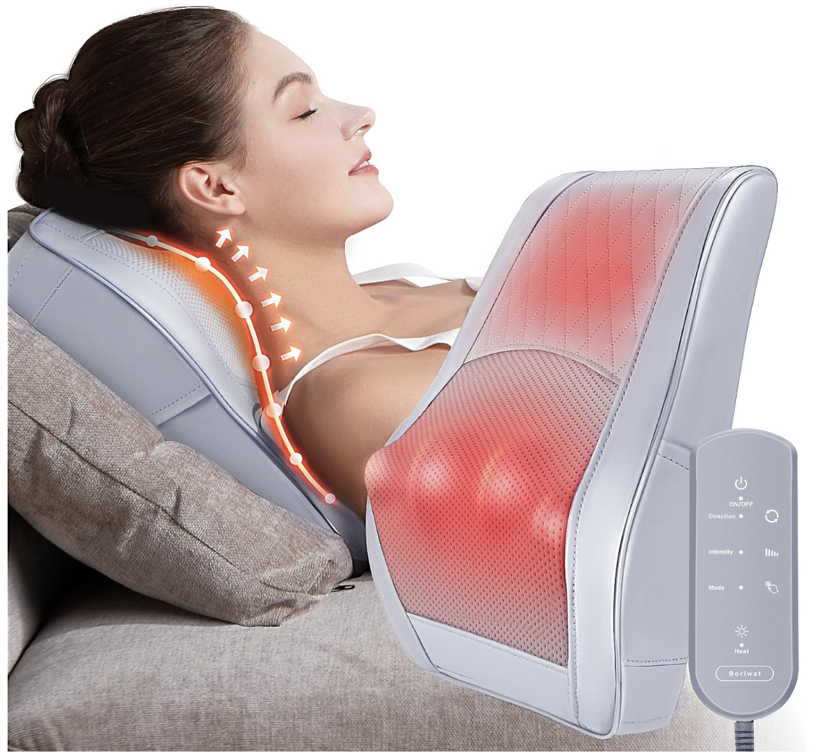 Neck and Shoulder Massager with Heat, Shiatsu Massage Pillow with 3D Deep Tissue Kneading for Back Legs Foot Body