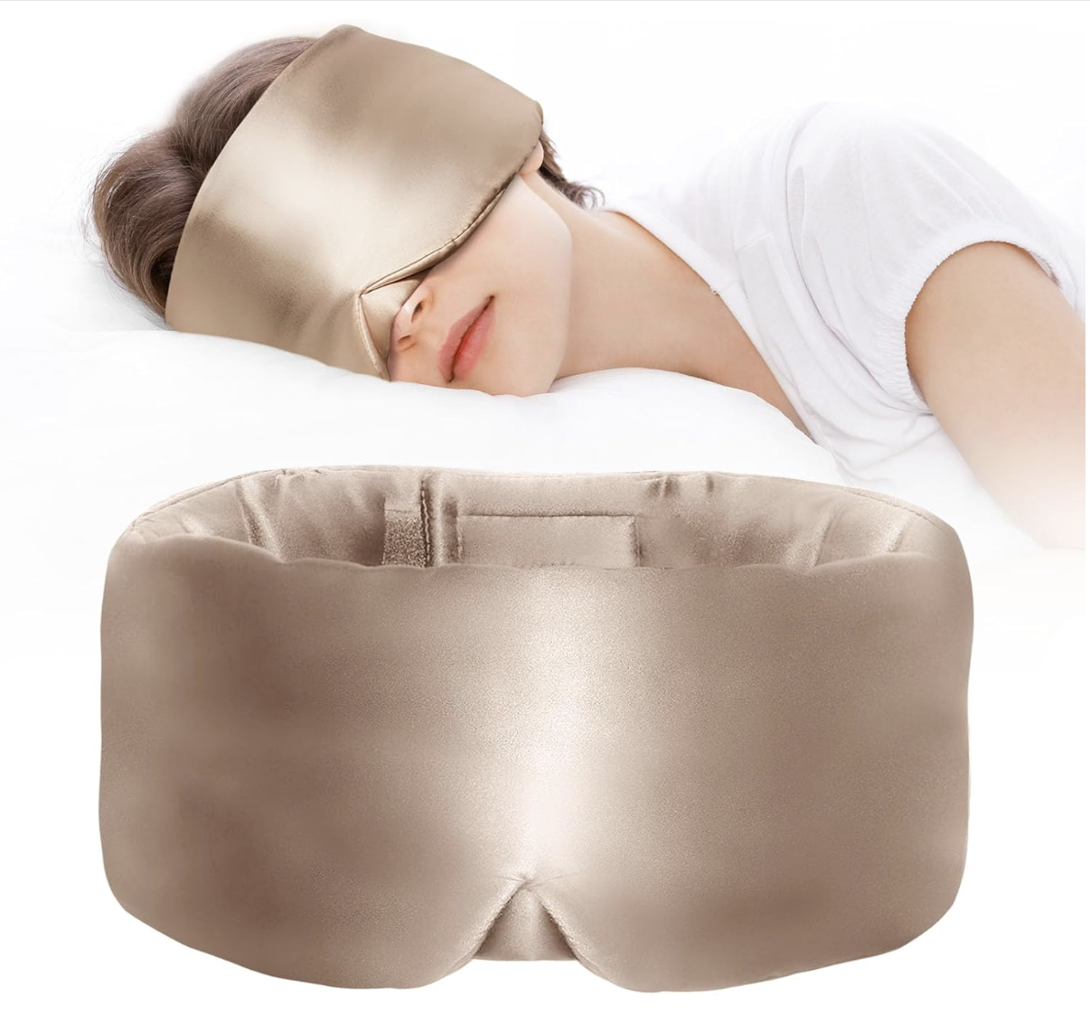 Sleep Mask for Side Sleeper, Eye Mask for Women Men, Soft and Comfortable Night Sleeping Mask Eye Cover for Sleeping with Adjustable Band 