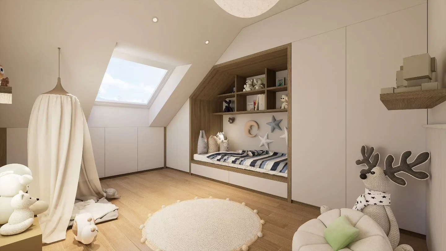 Optimiser chaque centim&egrave;tre sous les pentes ✨️

Am&eacute;nager une petite chambre d&rsquo;enfant mansard&eacute;e peut vite devenir un v&eacute;ritable casse-t&ecirc;te. Ici, l'objectif &eacute;tait de tirer parti de chaque m&sup2; disponible