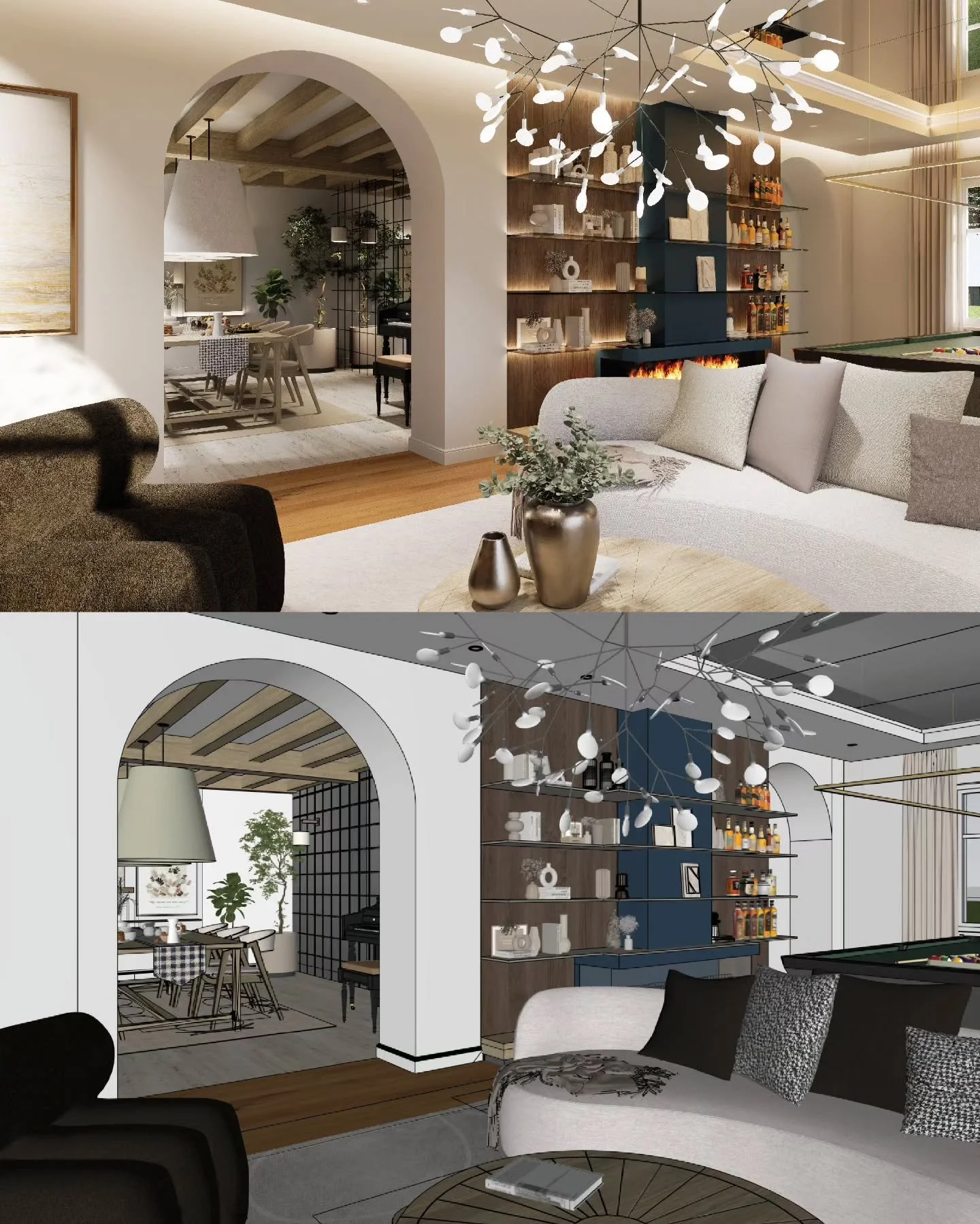 De la 3D au rendu photor&eacute;aliste ✨️
Une m&ecirc;me sc&egrave;ne, deux &eacute;tapes d&rsquo;un projet.

SketchUp + D5 Render

#atelierlamasure #architectureinterieur #rendu3d #interiordesign #3drender