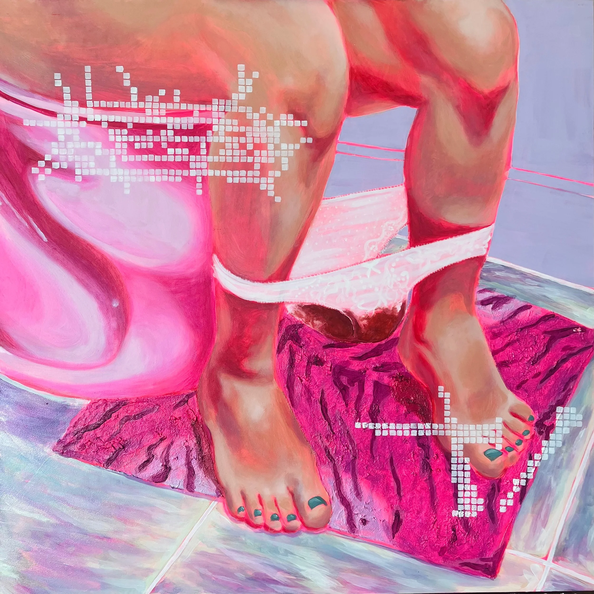 "Stigmata", 2026, acrylic, oil & mixed media on cradled panel, 24” x 24”
