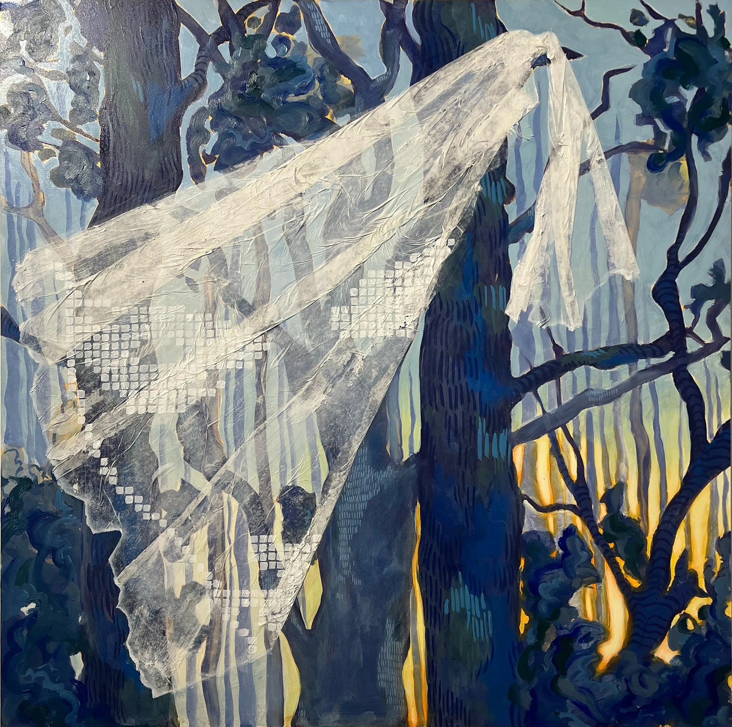 "Divine Vision", 2026, acrylic, oil & mixed media on cradled panel, 24” x 24”