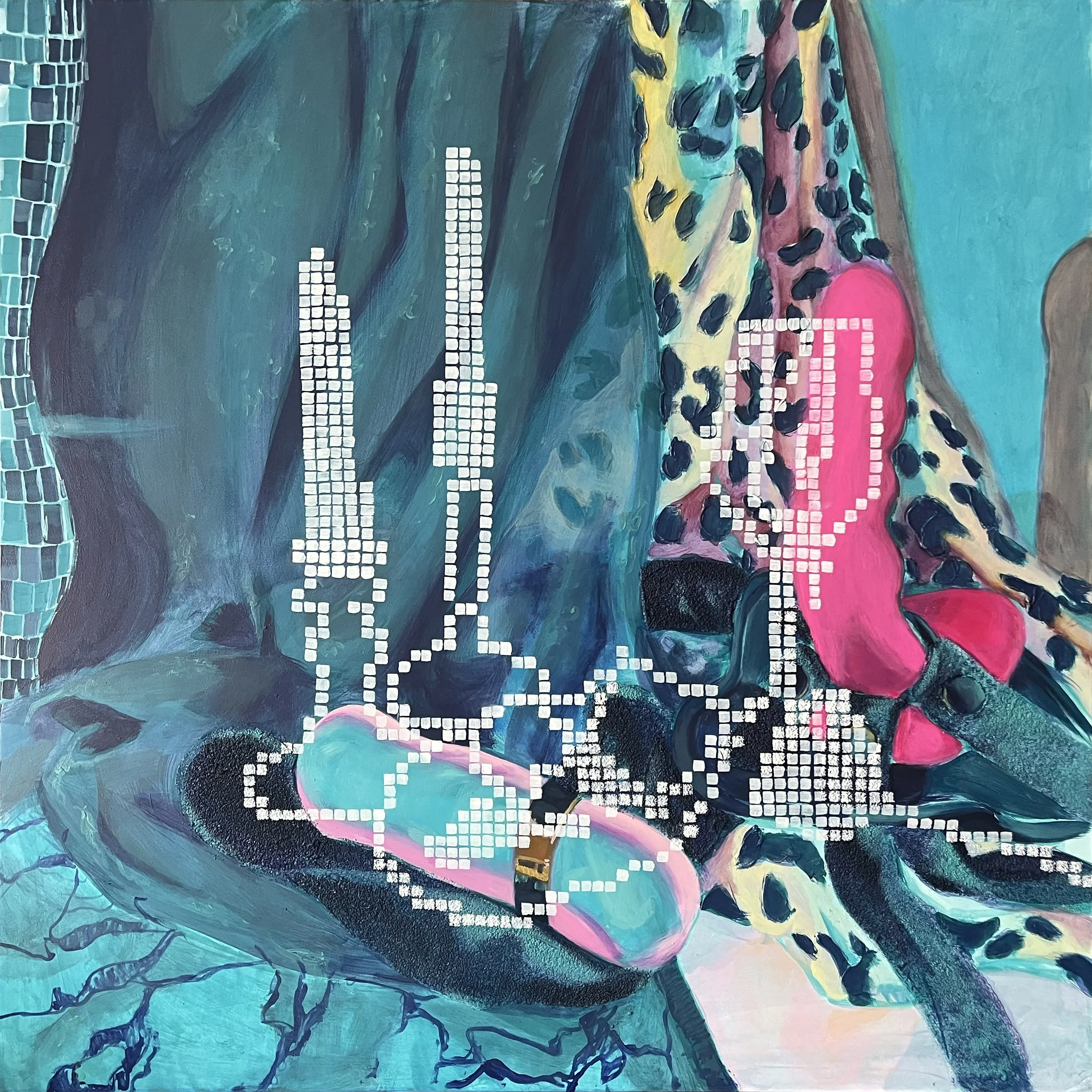 "Ritual", 2026, acrylic, oil & mixed media on cradled panel, 24” x 24”