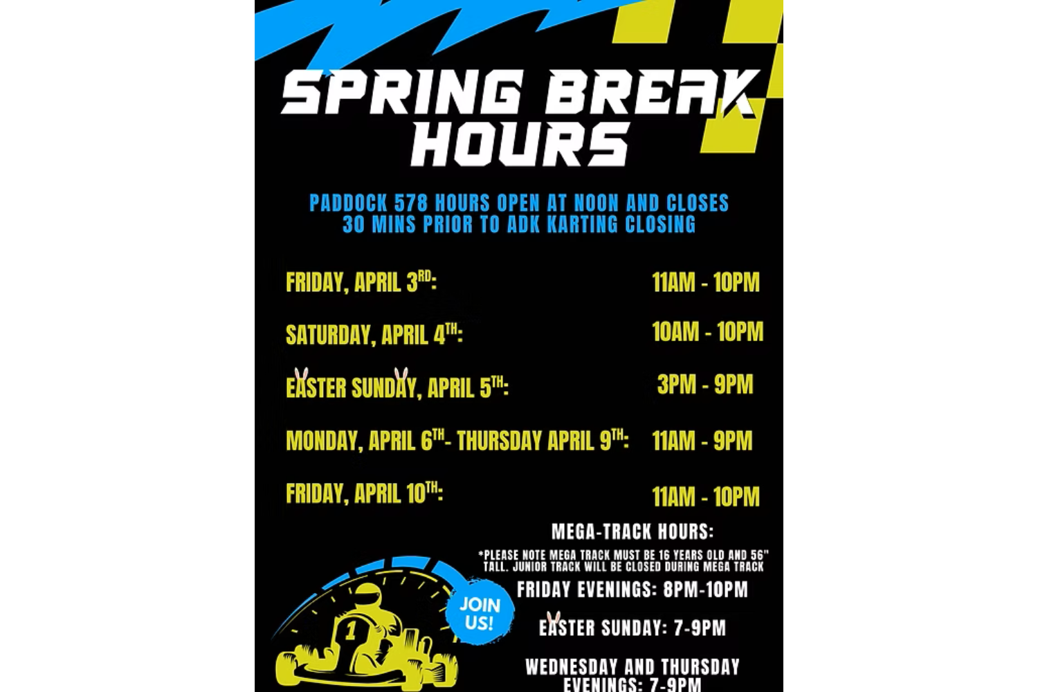 ADK Karting Spring Break Hours