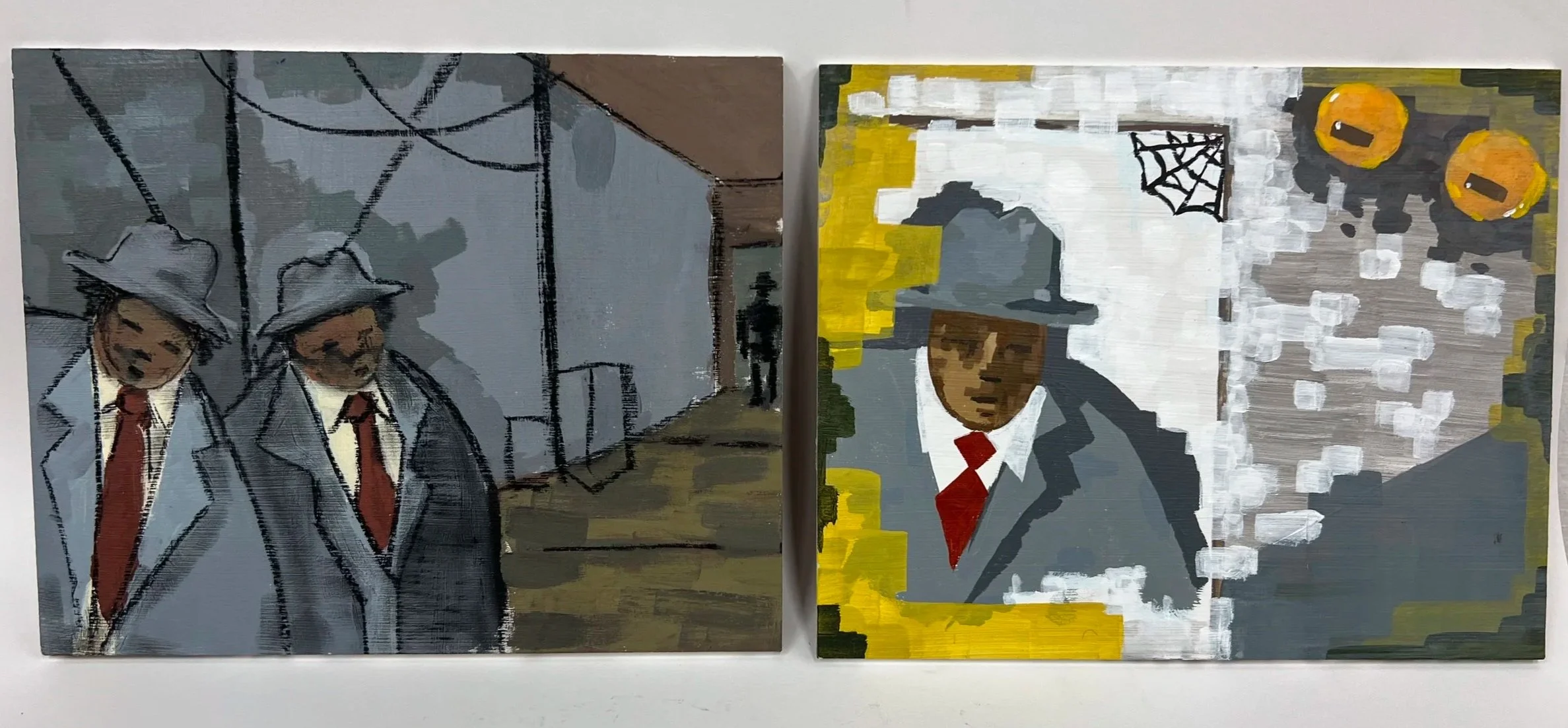 Dreams 01 & 02, Acrylic, 2025, 8"x6"