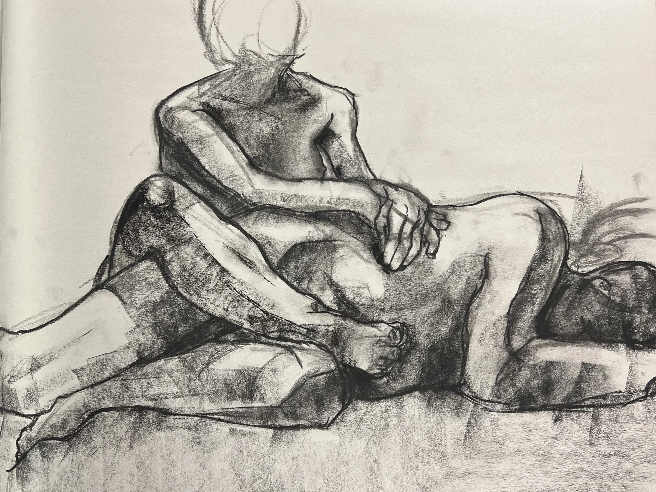 Rachel & Patrick 01, Charcoal, 2024, 18"x24"
