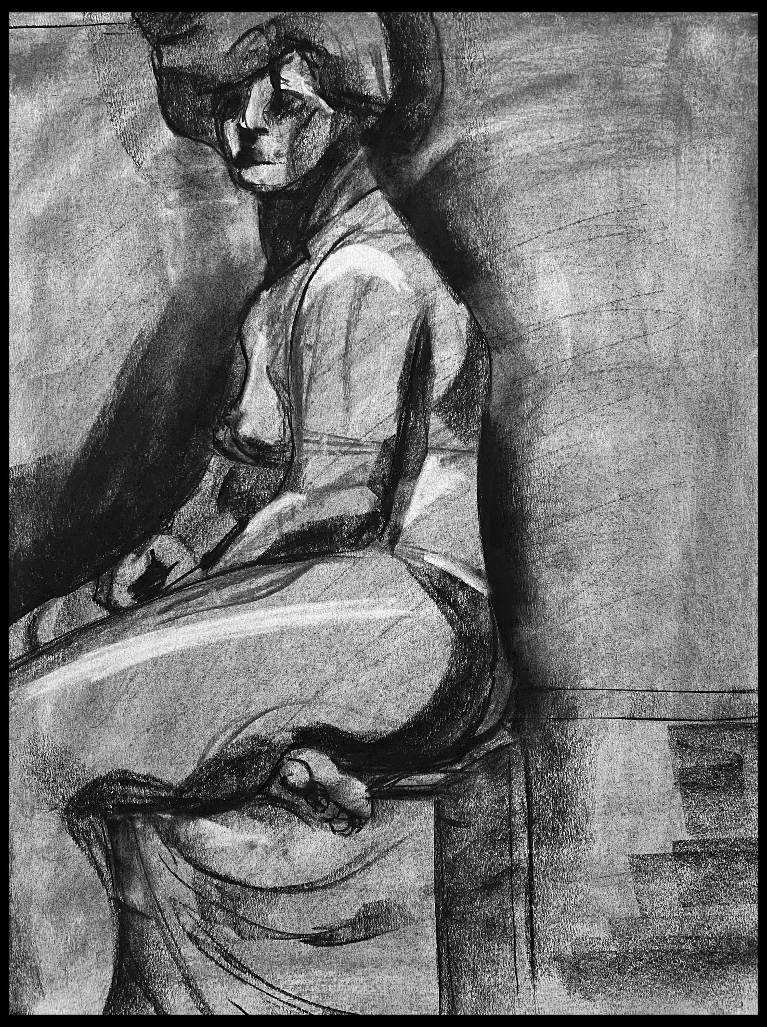 Rachel 01, Charcoal, 2024, 18"x24"