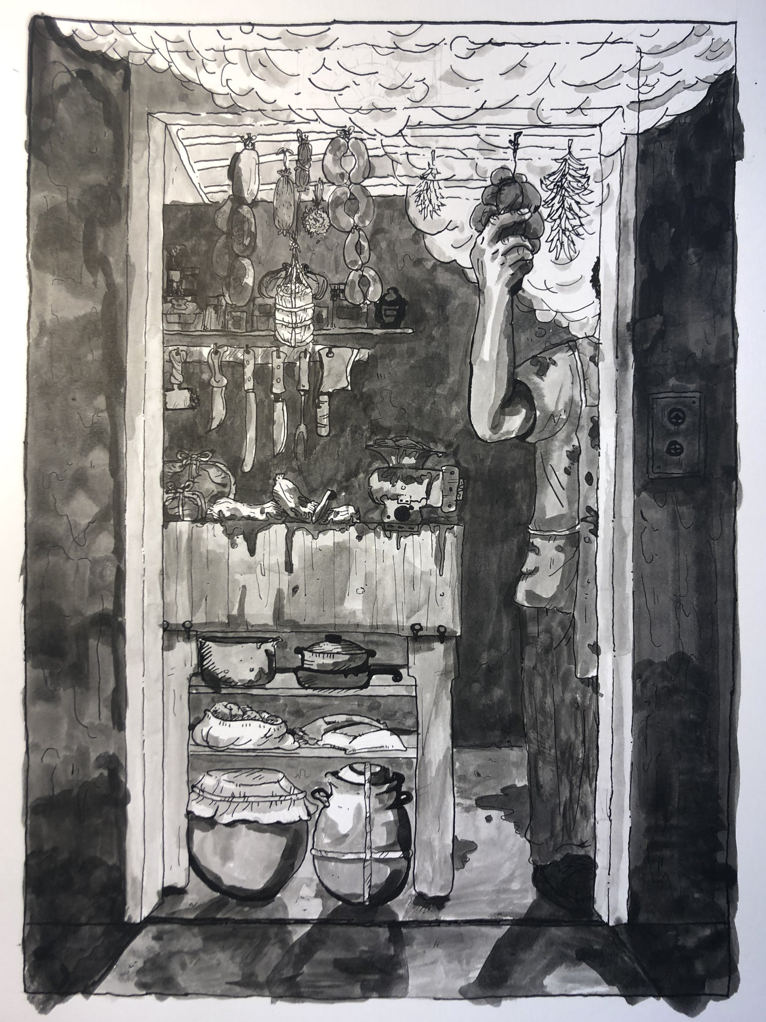 Workshops 01, Ink, 2022, 9"x12"