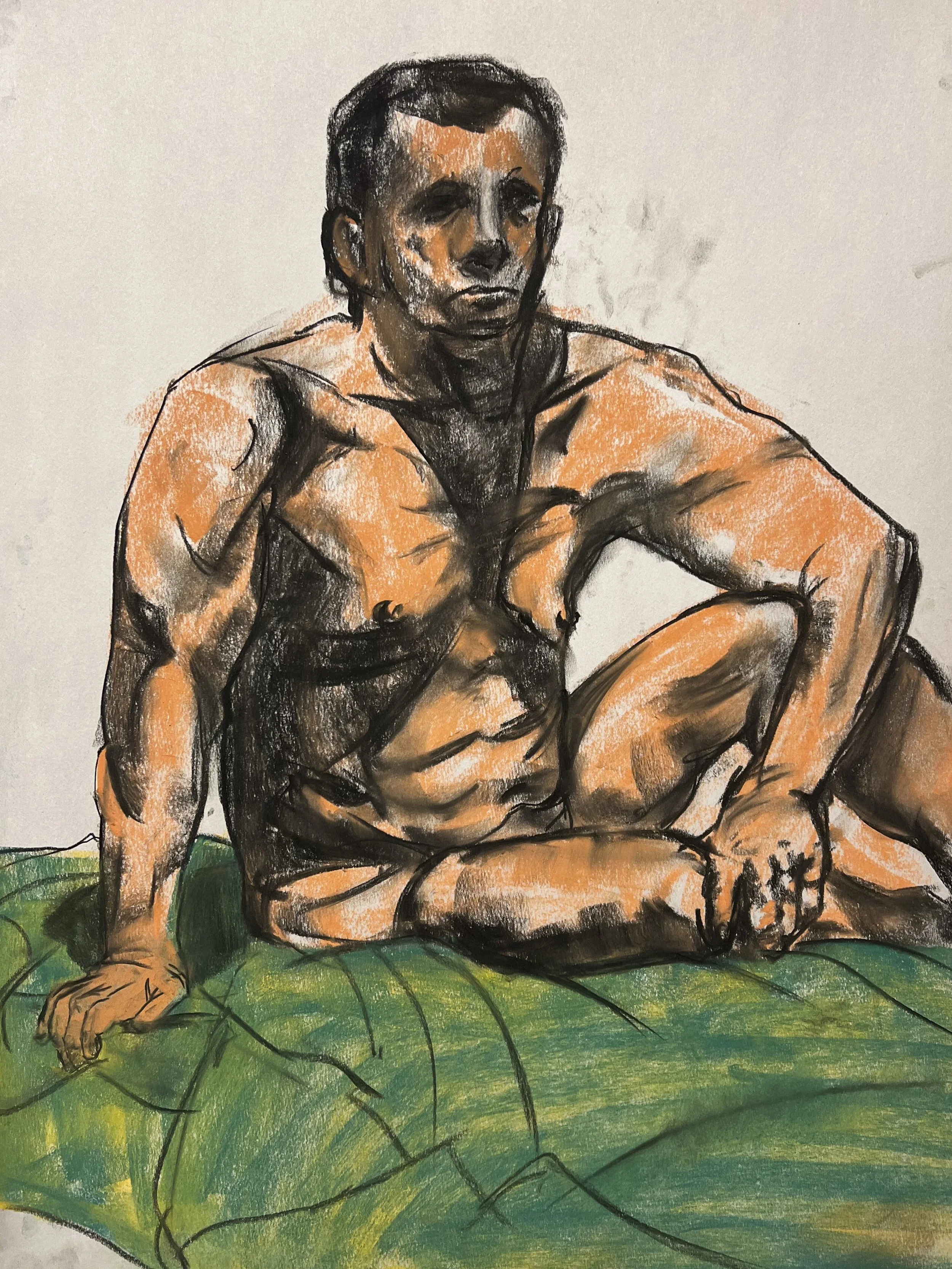 Dave 03, Charcoal and Chalk Pastel, 2024; 18"x24"