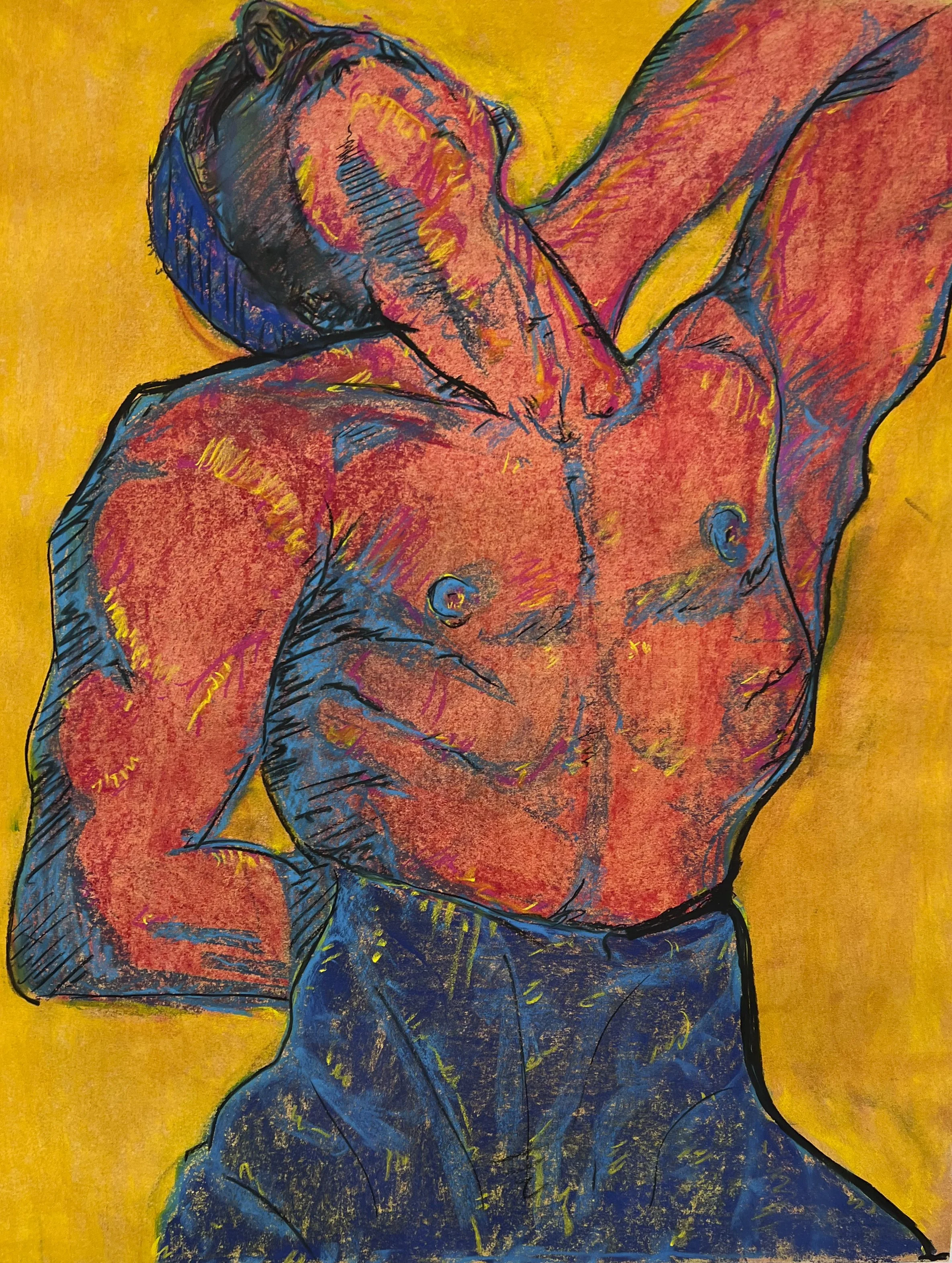 Lean 01, Charcoal and Chalk Pastel, 2024, 18"x24"