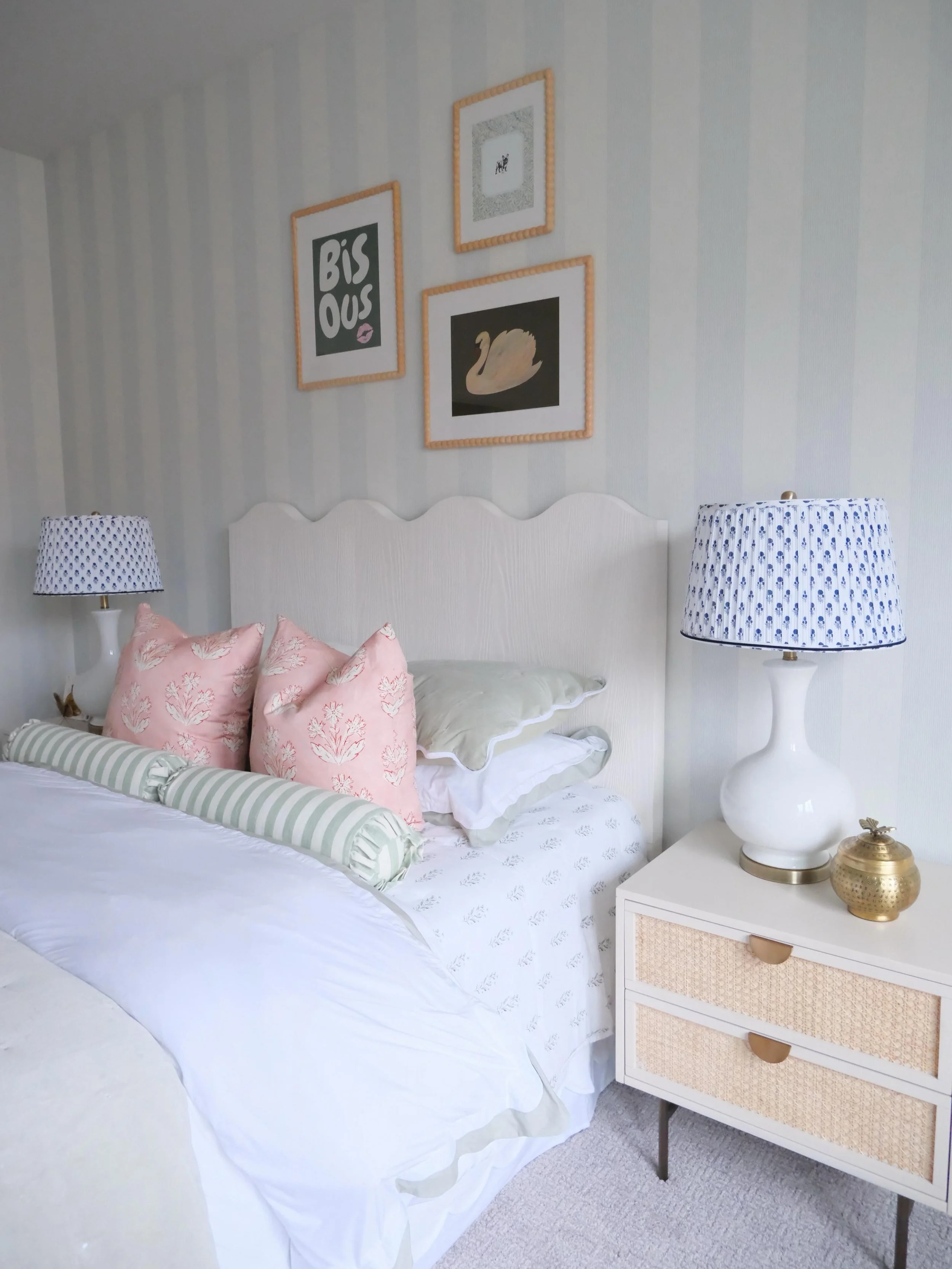 Soft and feminine, the playful touches in this room make this a space fit for any queen!