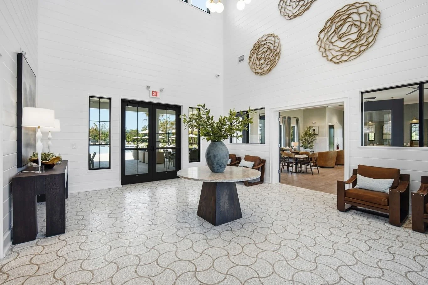 An elevated amenity space that feels both warm and timeless.