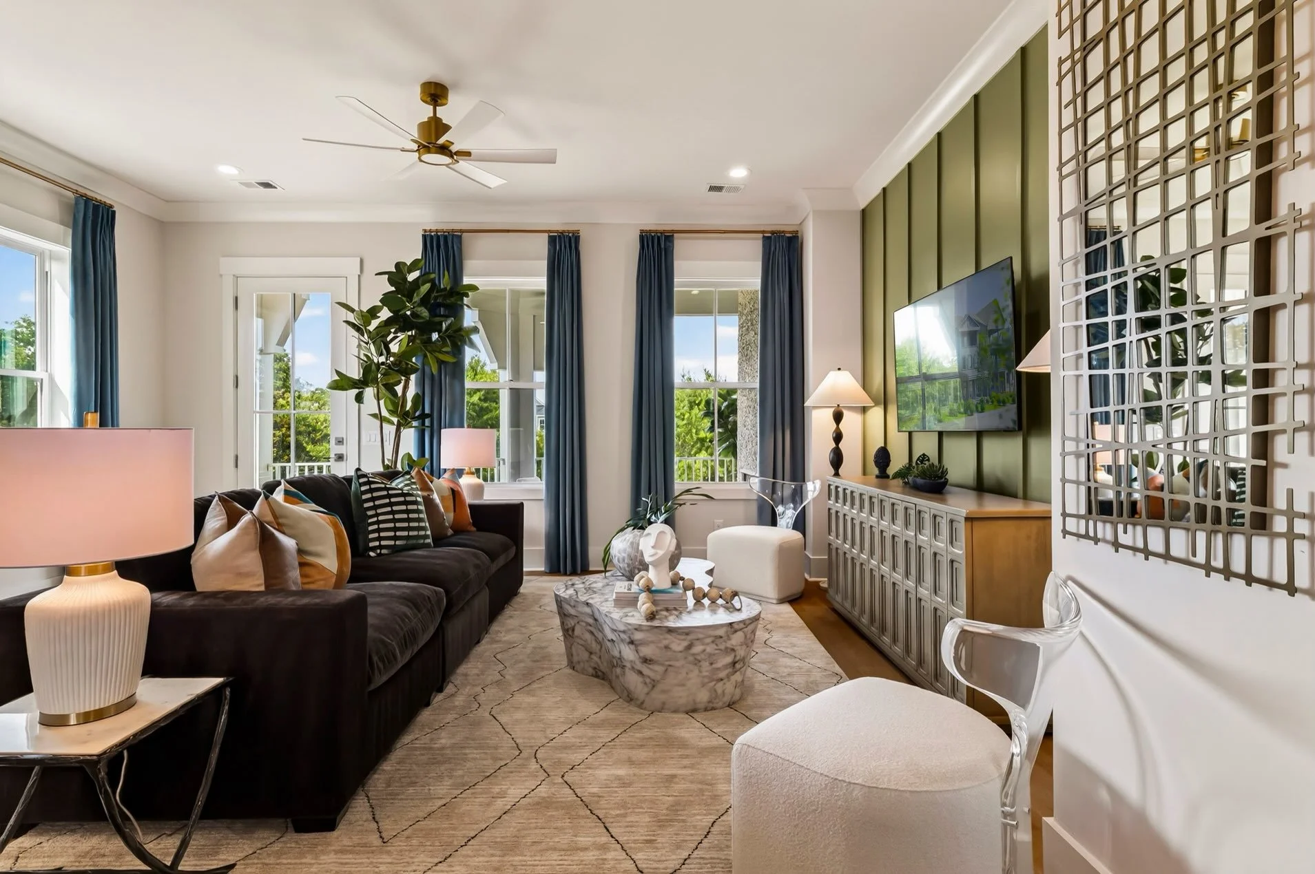 Open living filled with modern silhouettes and sophisticated textures.