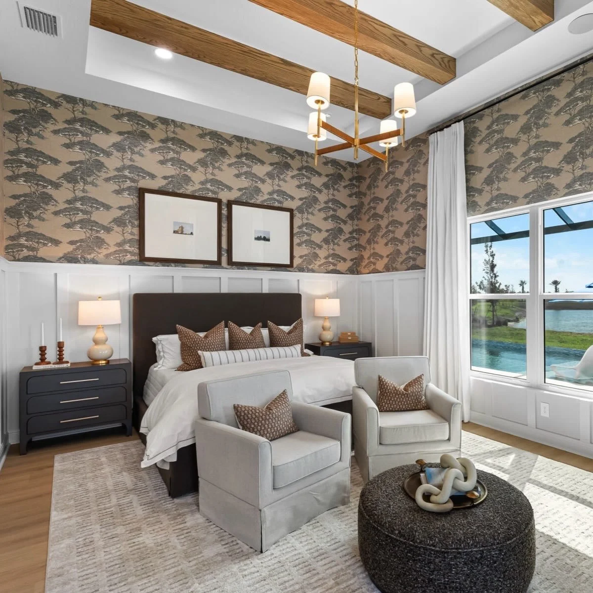 Inviting and layered, this organic bedroom space creates the ultimate retreat.